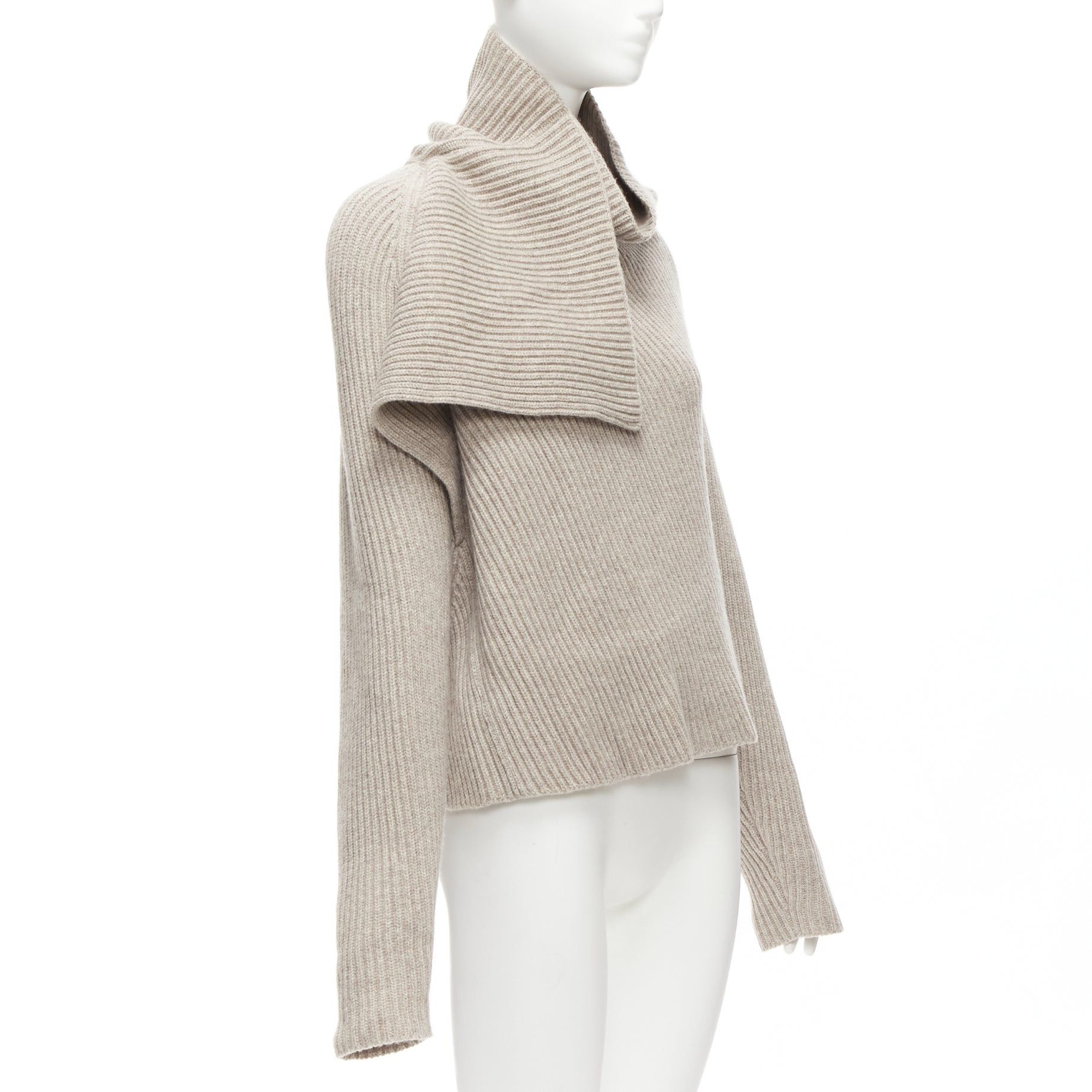 Celine OLD CELINE Phoebe Philo stone wool cashmere draped neck open back sweater XS Size S / US 4 / IT 40 - 3 Thumbnail