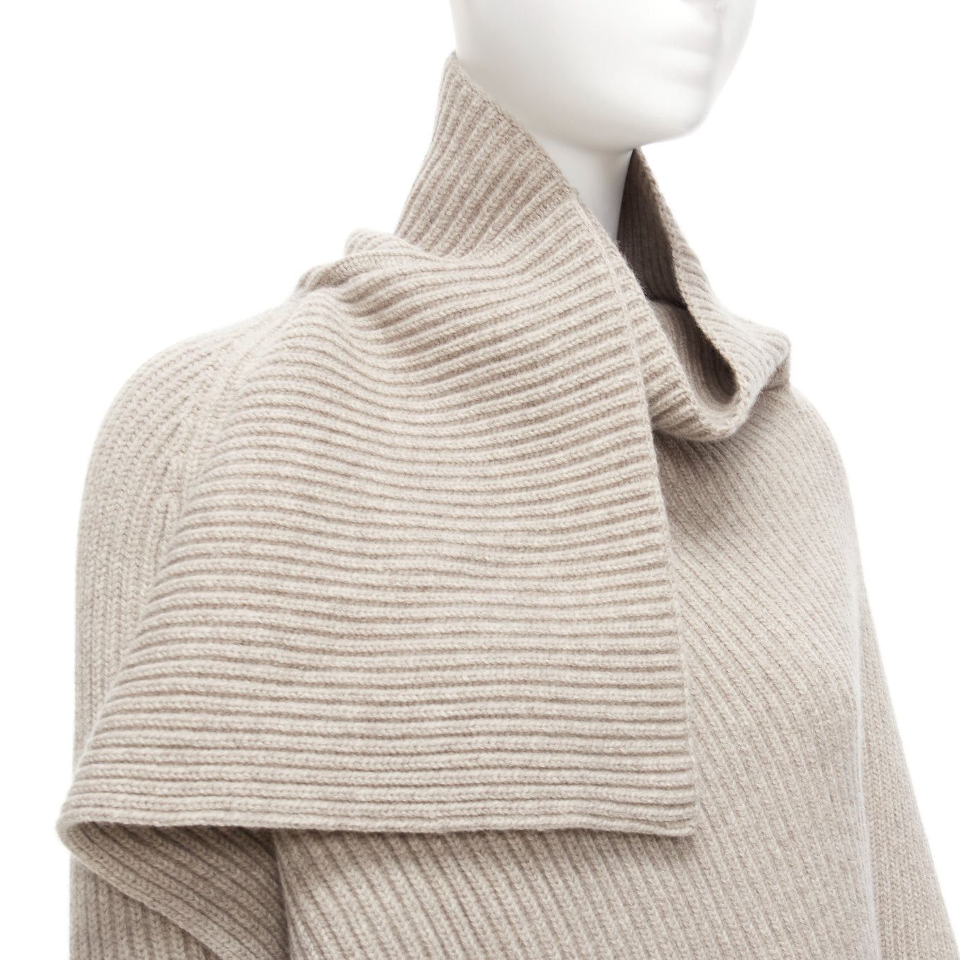 Celine OLD CELINE Phoebe Philo stone wool cashmere draped neck open back sweater XS Size S / US 4 / IT 40 - 7 Thumbnail