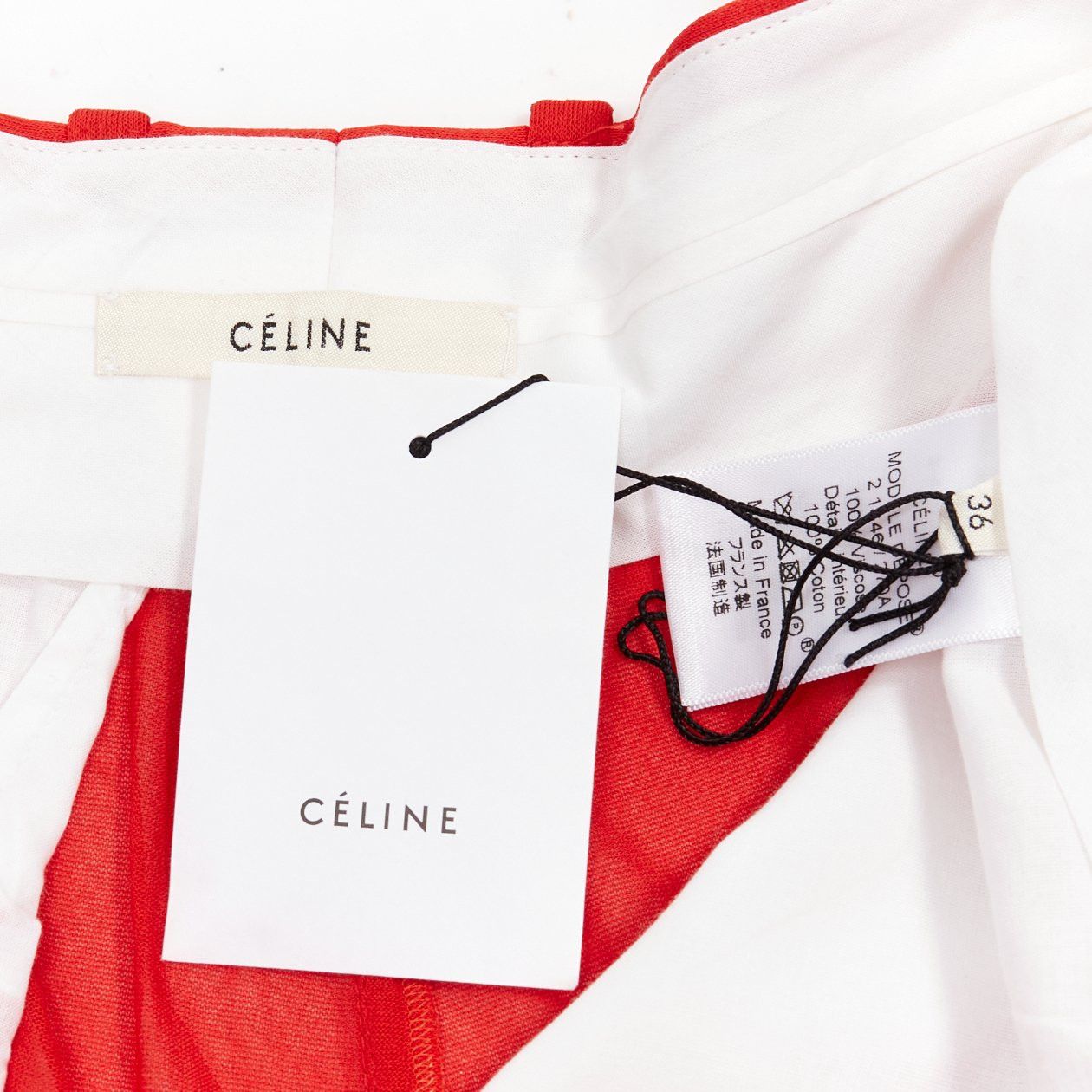 Celine OLD CELINE Phoebe Philo red sheer solid seam wide leg pants FR36 S Size 27" / US 4 / IT 40 - 8 Thumbnail