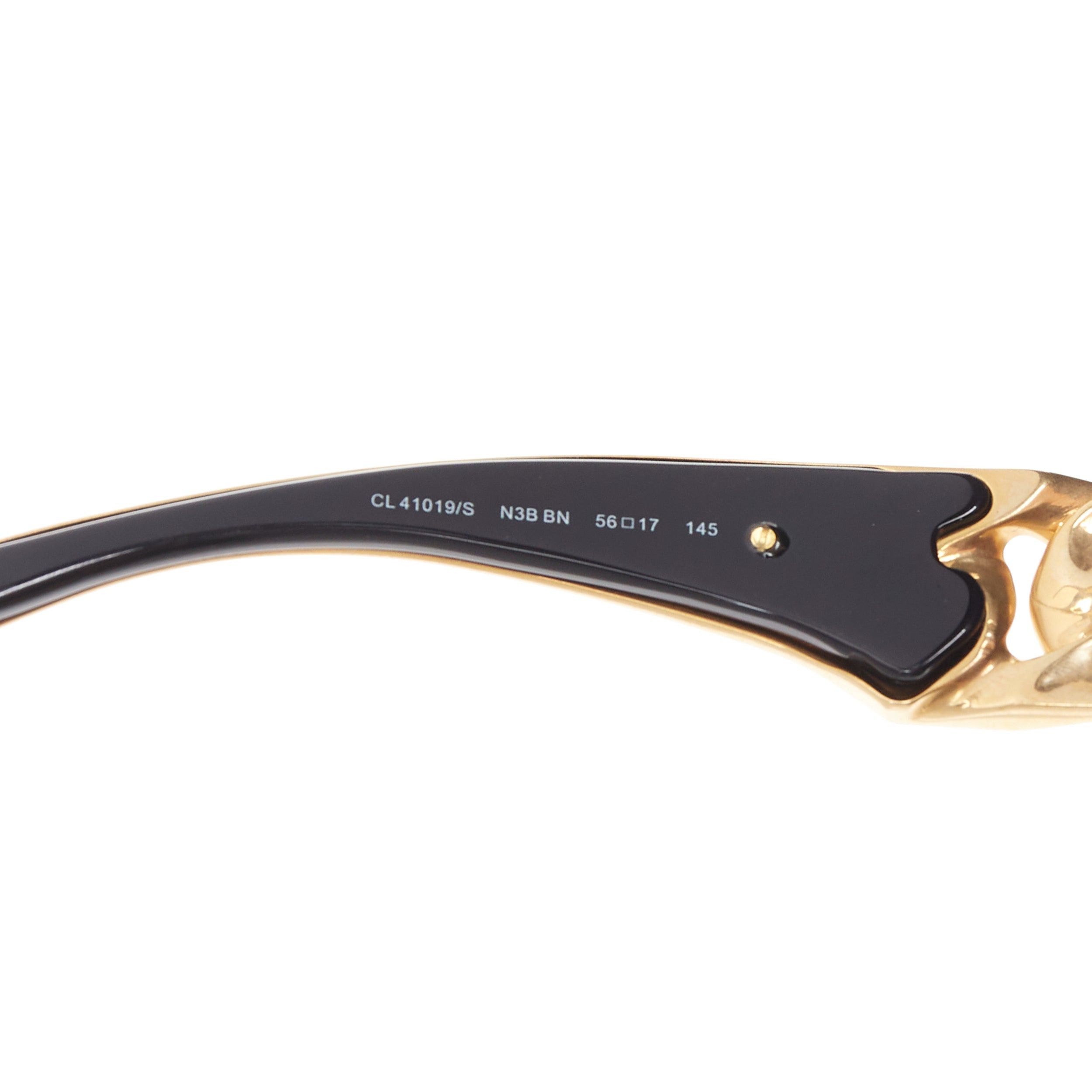 Celine rare CELINE Phoebe Philo Runway CL41019S gold chunky chain metal bar black sunglasses Size ONE SIZE - 8 Thumbnail