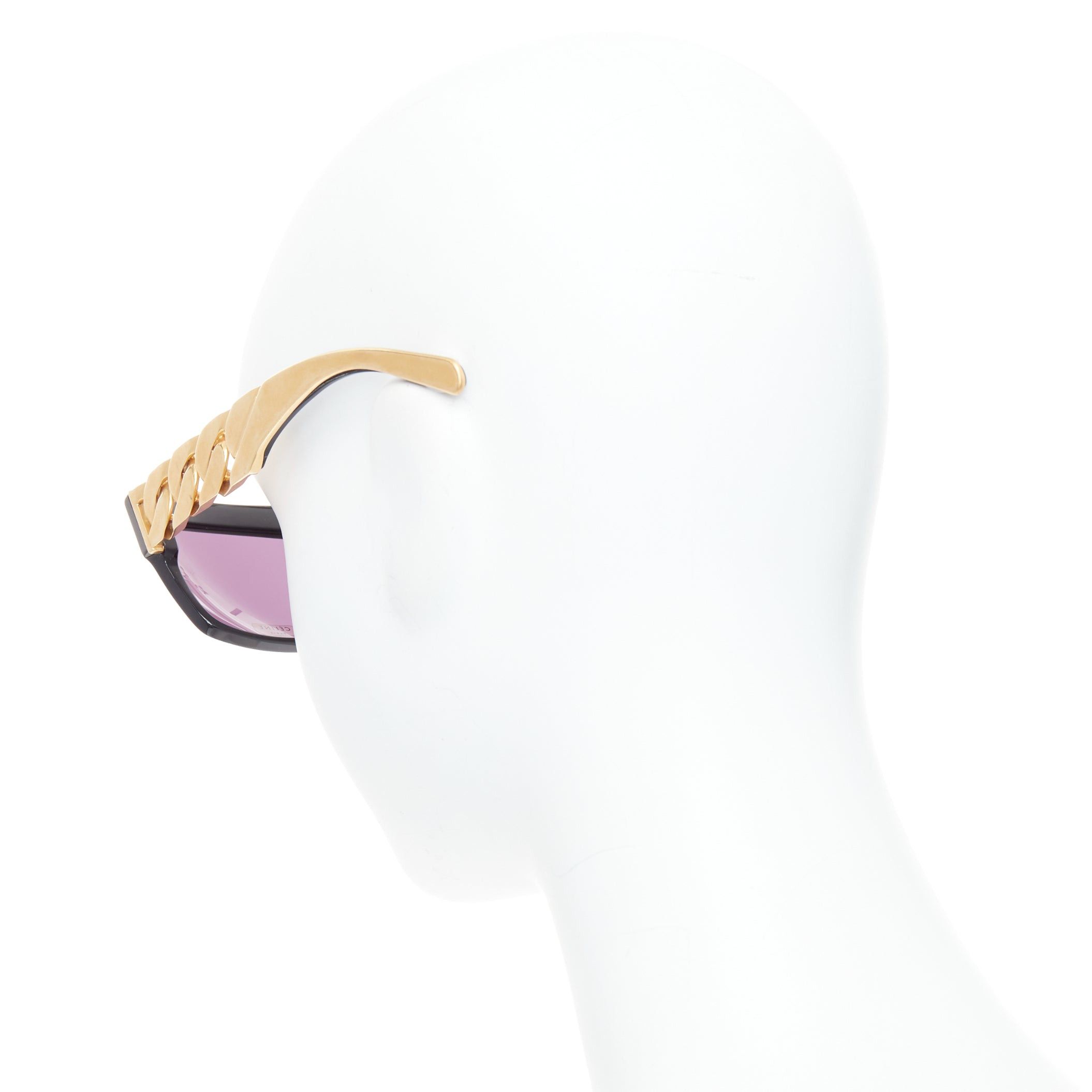Celine rare CELINE Phoebe Philo Runway CL41019S gold chunky chain metal bar black sunglasses Size ONE SIZE - 4 Thumbnail
