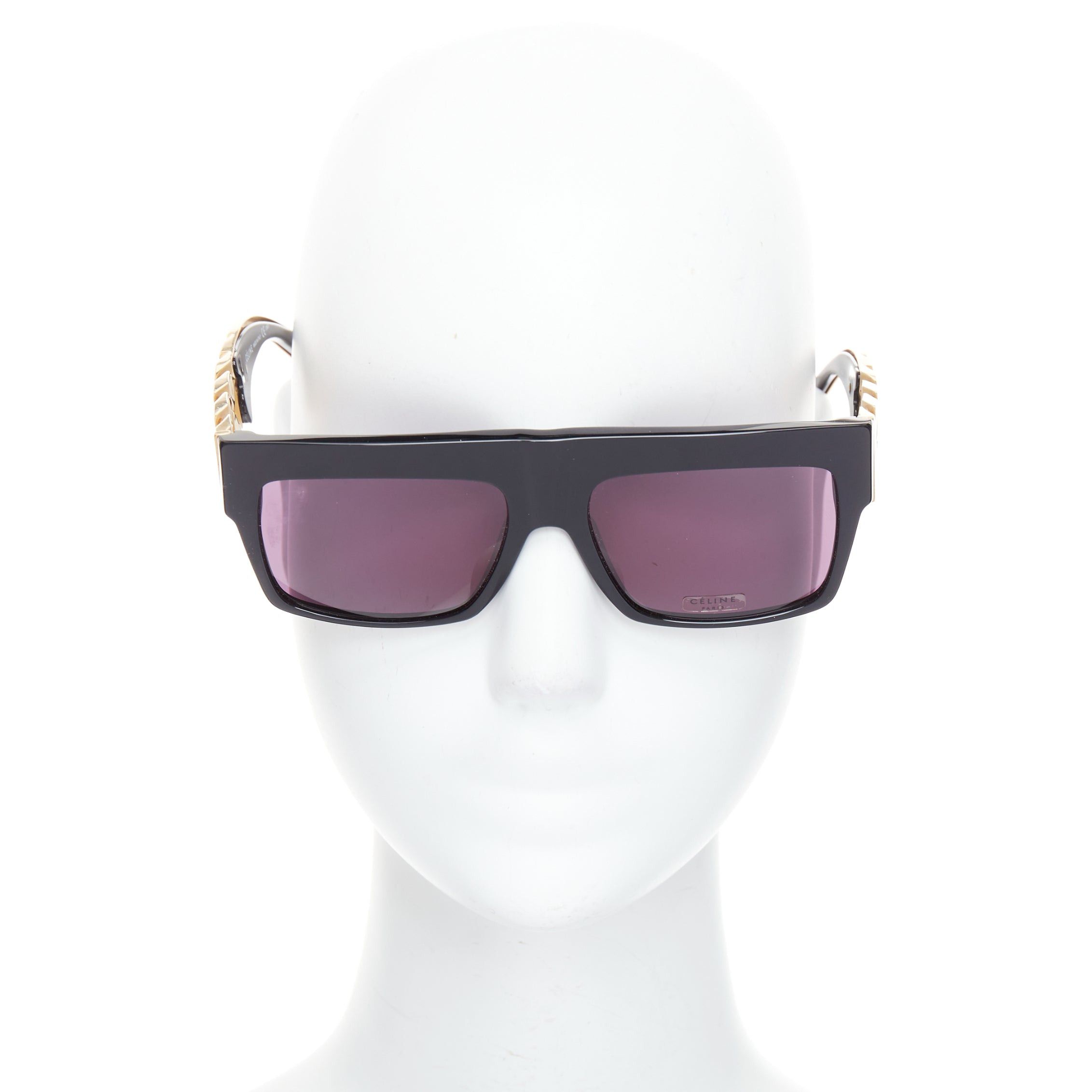 Celine rare CELINE Phoebe Philo Runway CL41019S gold chunky chain metal bar black sunglasses Size ONE SIZE - 2 Thumbnail