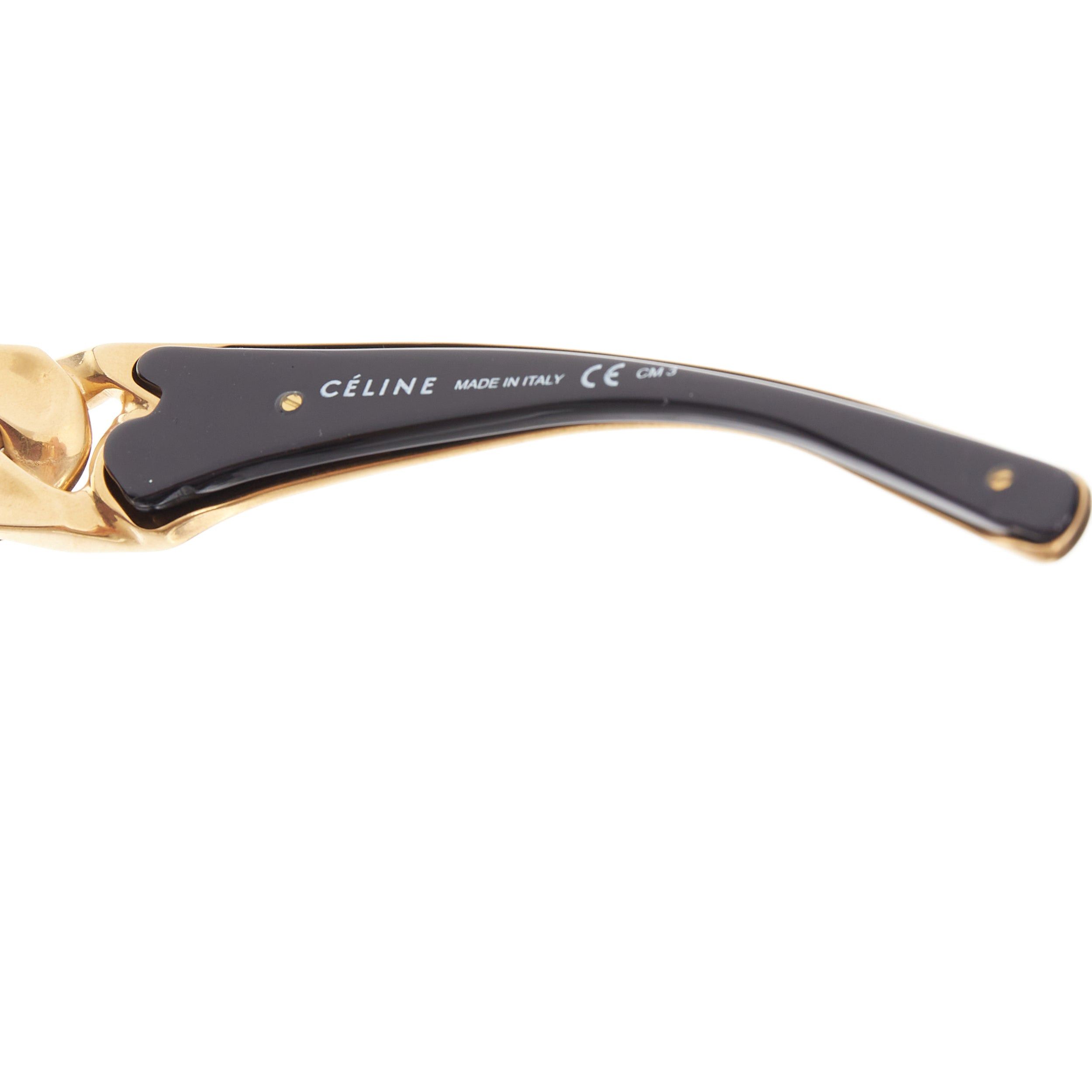 Celine rare CELINE Phoebe Philo Runway CL41019S gold chunky chain metal bar black sunglasses Size ONE SIZE - 7 Thumbnail