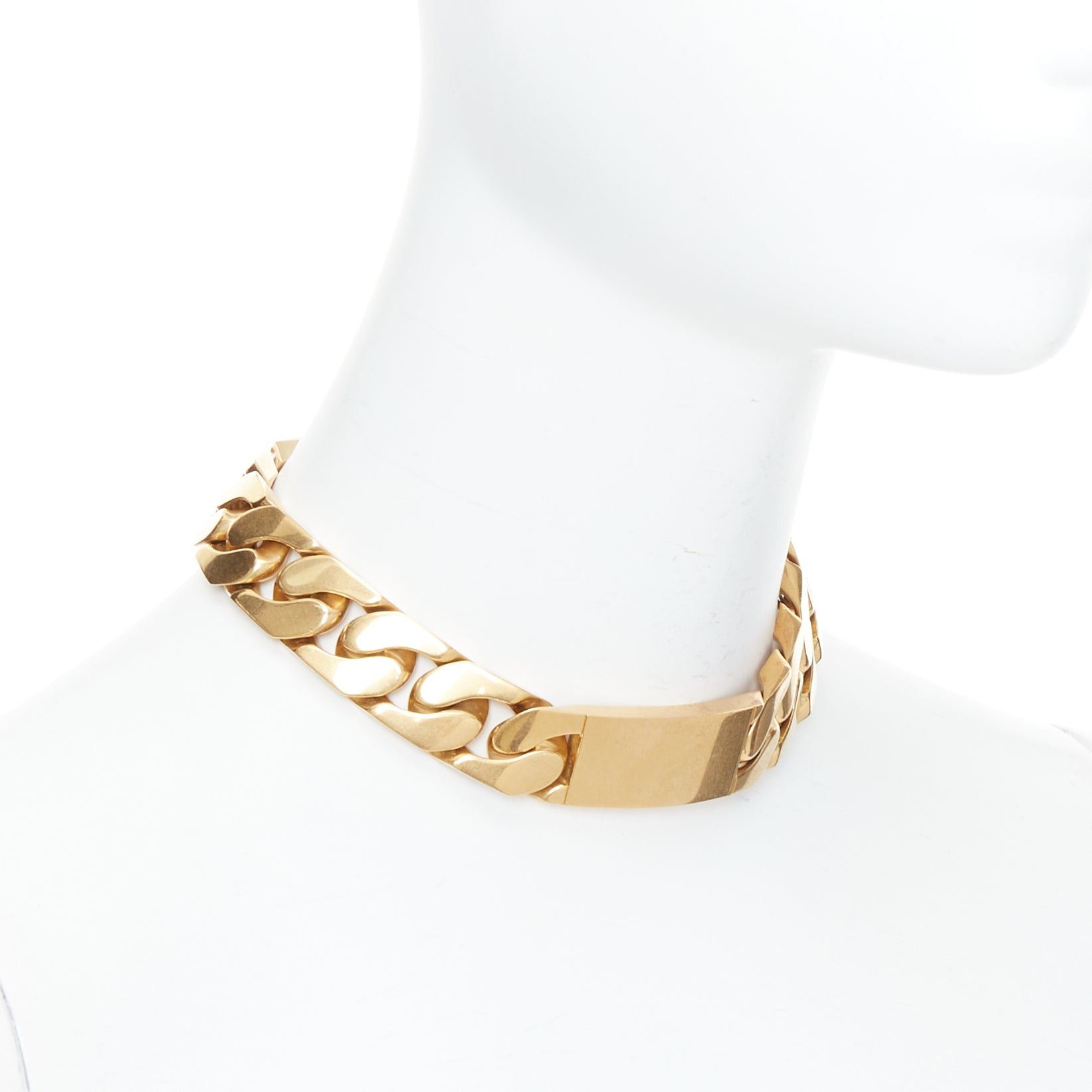 Celine rare OLD CELINE Phoebe Philo gold tone ID plate chunky choker necklace Size ONE SIZE - 3 Thumbnail