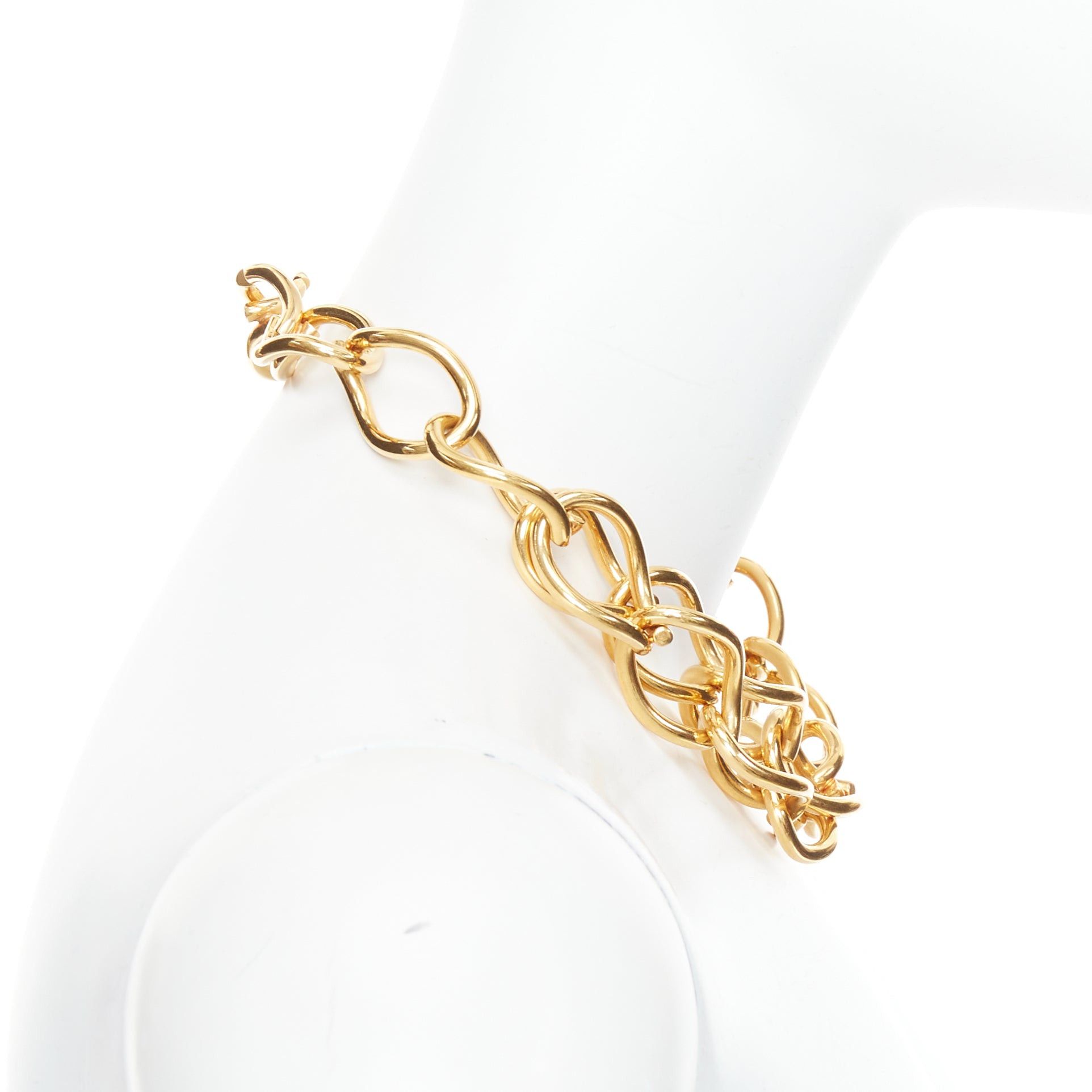 Celine rare OLD CELINE Phoebe Philo gold double chain choker short necklace Size ONE SIZE - 4 Thumbnail