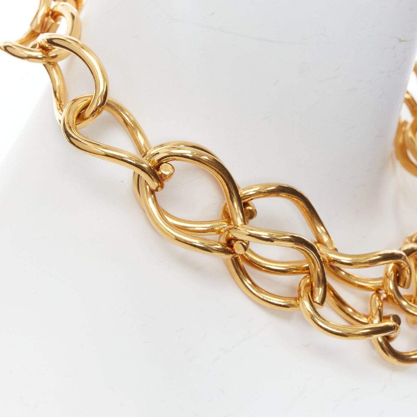 Celine rare OLD CELINE Phoebe Philo gold double chain choker short necklace Size ONE SIZE - 8 Thumbnail