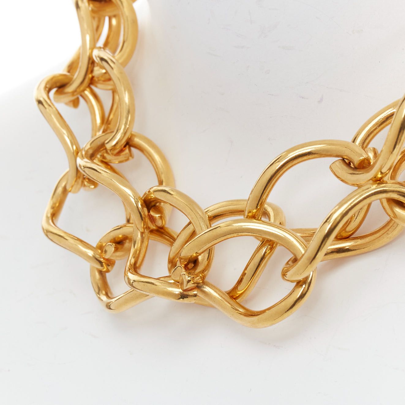 Celine rare OLD CELINE Phoebe Philo gold double chain choker short necklace Size ONE SIZE - 2 Thumbnail