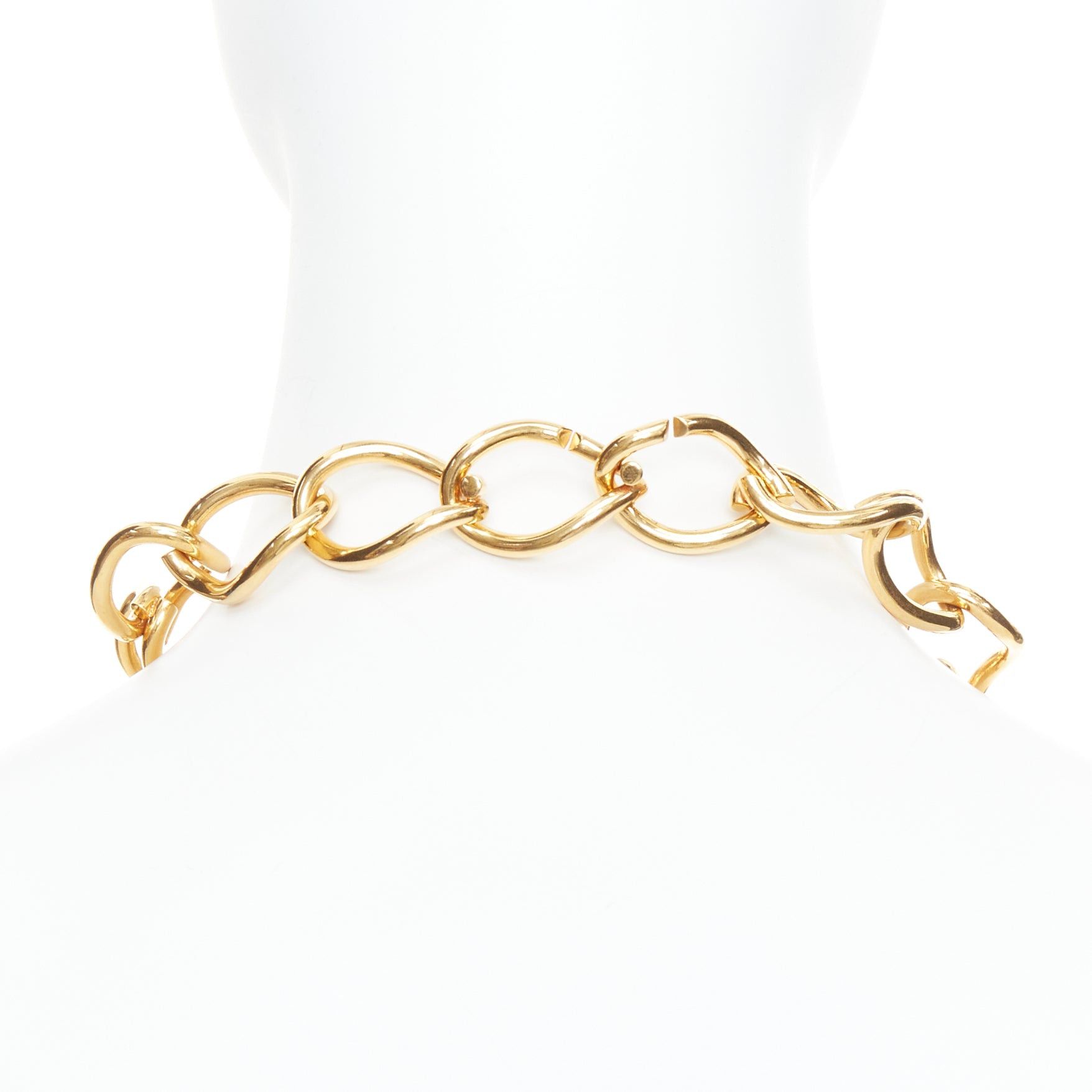 Celine rare OLD CELINE Phoebe Philo gold double chain choker short necklace Size ONE SIZE - 5 Thumbnail