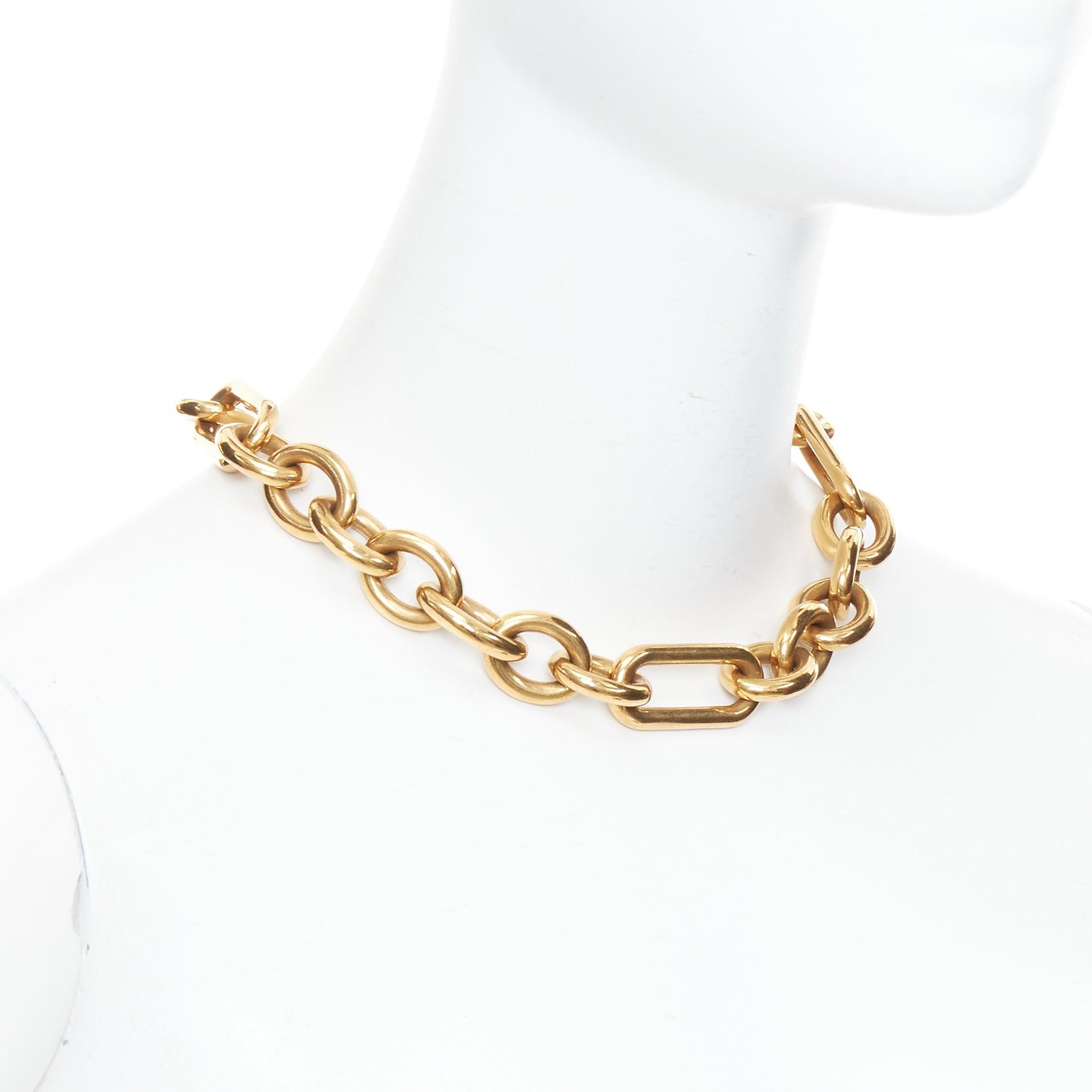 Celine rare OLD CELINE Phoebe Philo Runway gold-tone mixed chunky loop chain necklace Size ONE SIZE - 3 Thumbnail