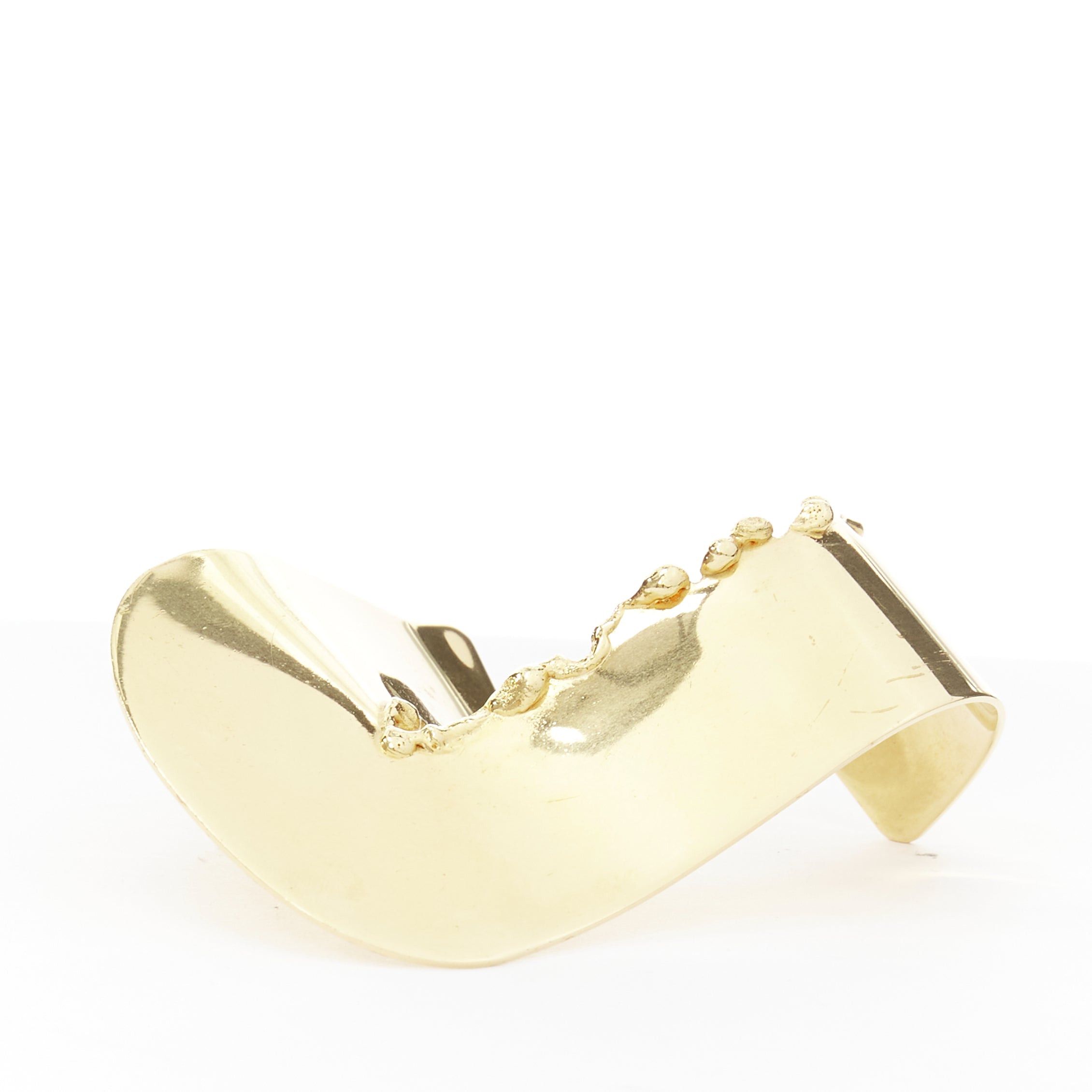 Celine rare OLD CELINE Phoebe Philo Runway Devoured gold tear statement bangle cuff S Size ONE SIZE - 4 Thumbnail