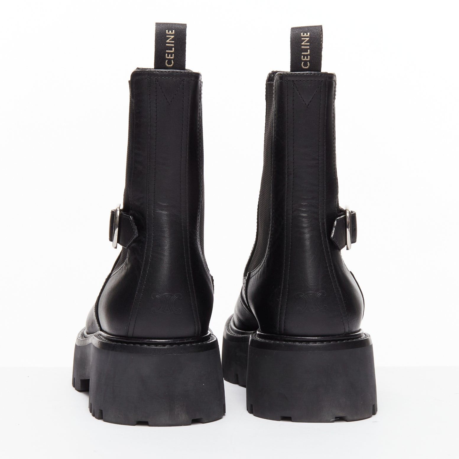 Celine CELINE 2022 Bulky Chelsea black calfskin leather buckles biker boots EU39 Size US 9 / IT 39 - 6 Thumbnail