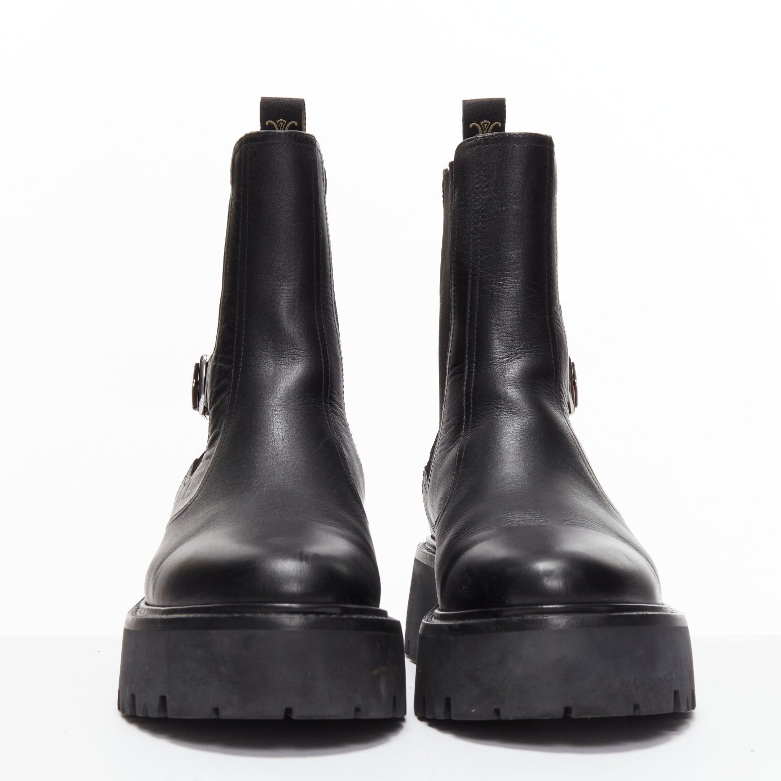 Celine CELINE 2022 Bulky Chelsea black calfskin leather buckles biker boots EU39 Size US 9 / IT 39 - 4 Thumbnail