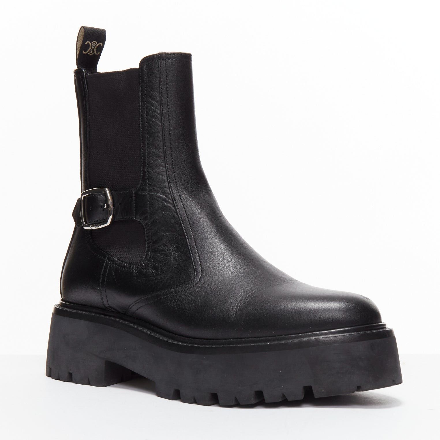 Celine CELINE 2022 Bulky Chelsea black calfskin leather buckles biker boots EU39 Size US 9 / IT 39 - 3 Thumbnail