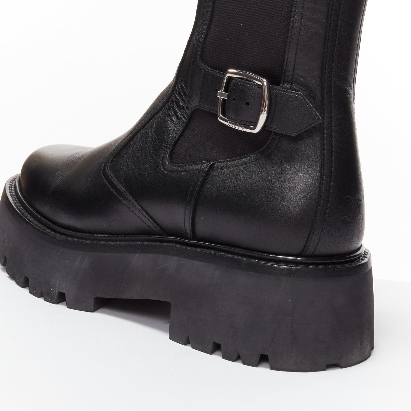 Celine CELINE 2022 Bulky Chelsea black calfskin leather buckles biker boots EU39 Size US 9 / IT 39 - 9 Thumbnail