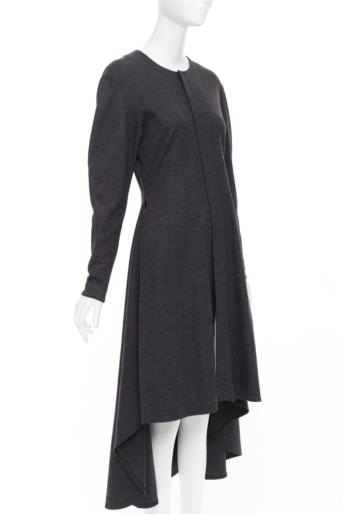 Celine OLD CELINE 2017 Phoebe Philo dark grey wool blend hi low hem dress FR36 S Size S / US 4 / IT 40 - 3 Thumbnail