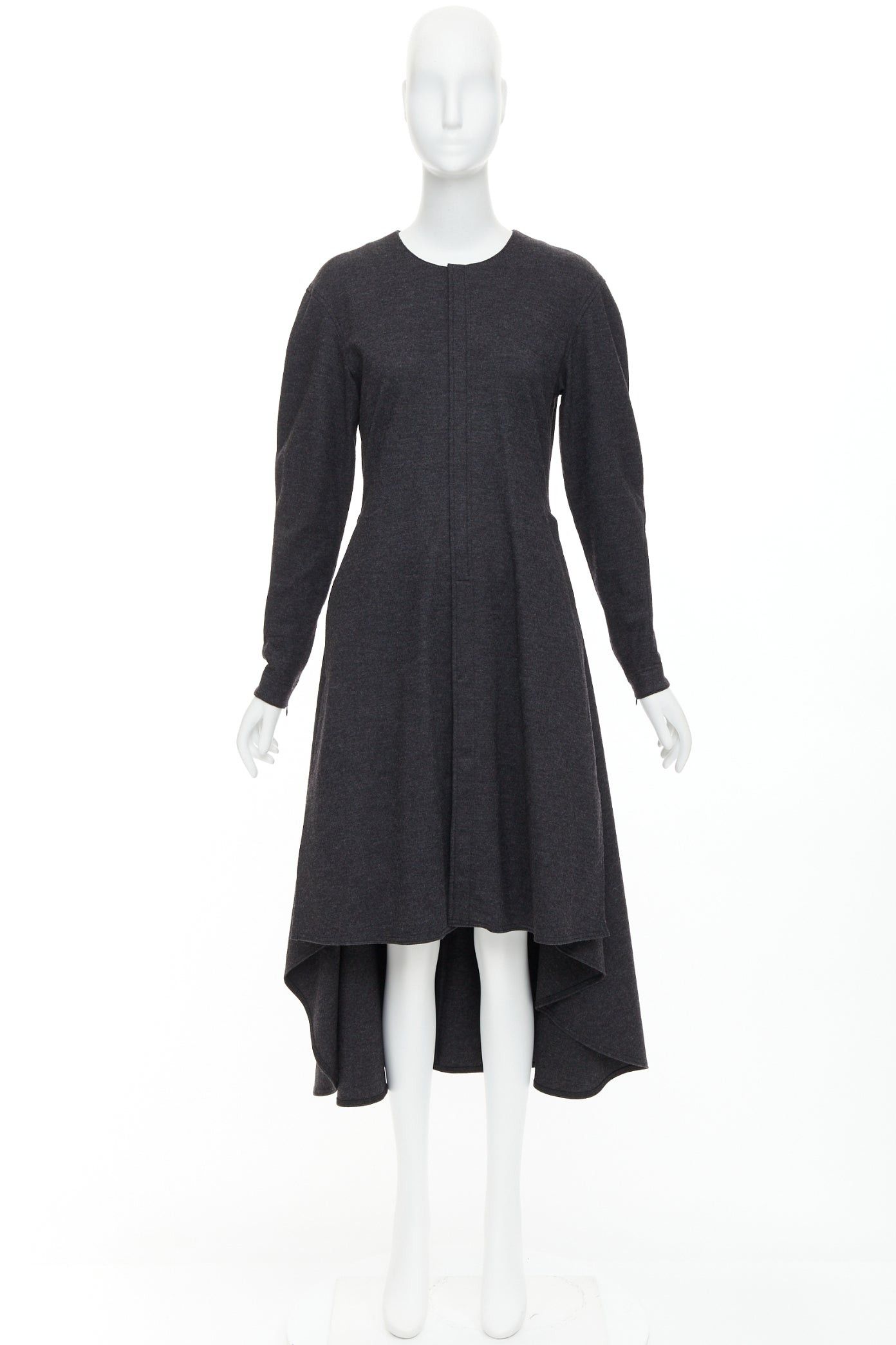 Celine OLD CELINE 2017 Phoebe Philo dark grey wool blend hi low hem dress FR36 S Size S / US 4 / IT 40 - 9 Thumbnail