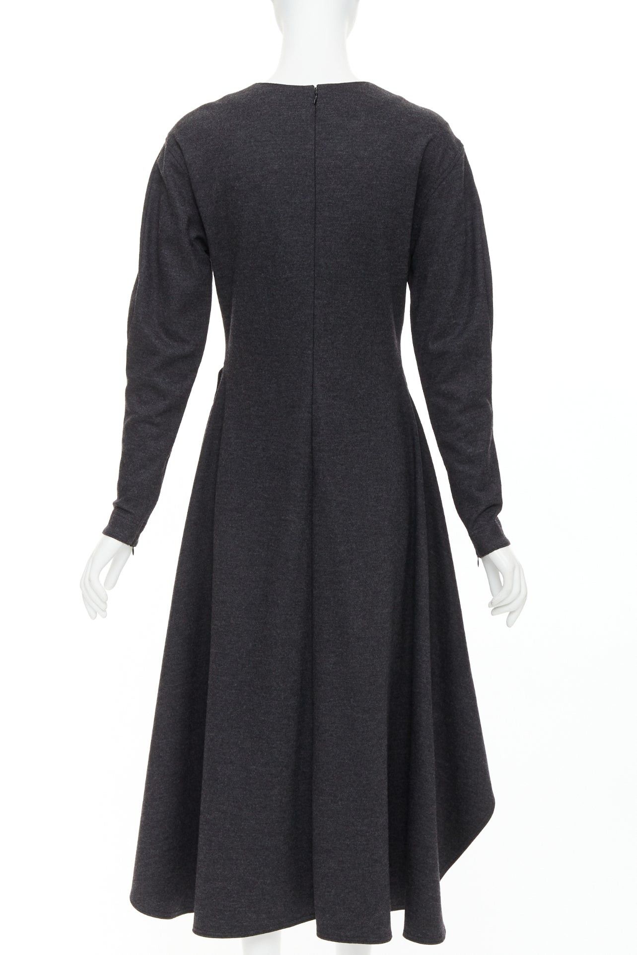 Celine OLD CELINE 2017 Phoebe Philo dark grey wool blend hi low hem dress FR36 S Size S / US 4 / IT 40 - 5 Thumbnail