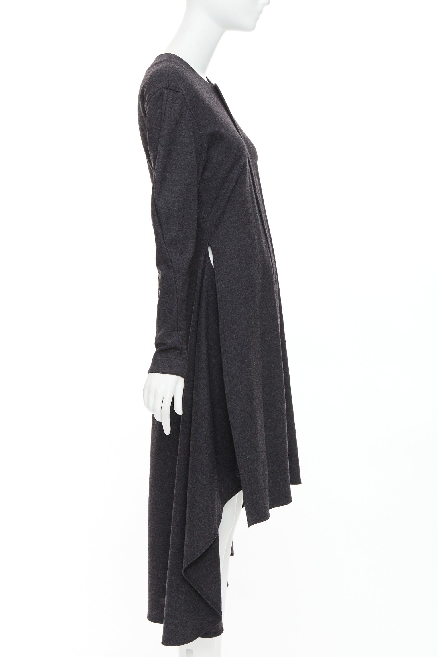 Celine OLD CELINE 2017 Phoebe Philo dark grey wool blend hi low hem dress FR36 S Size S / US 4 / IT 40 - 4 Thumbnail