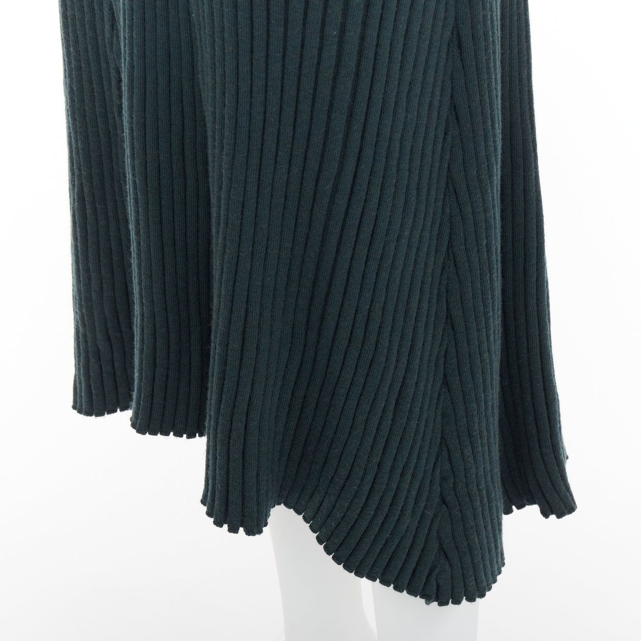 Celine OLD CELINE Phoebe Philo 2014 dark green wool mock neck ribbed knit dress S Size S / US 4 / IT 40 - 7 Thumbnail