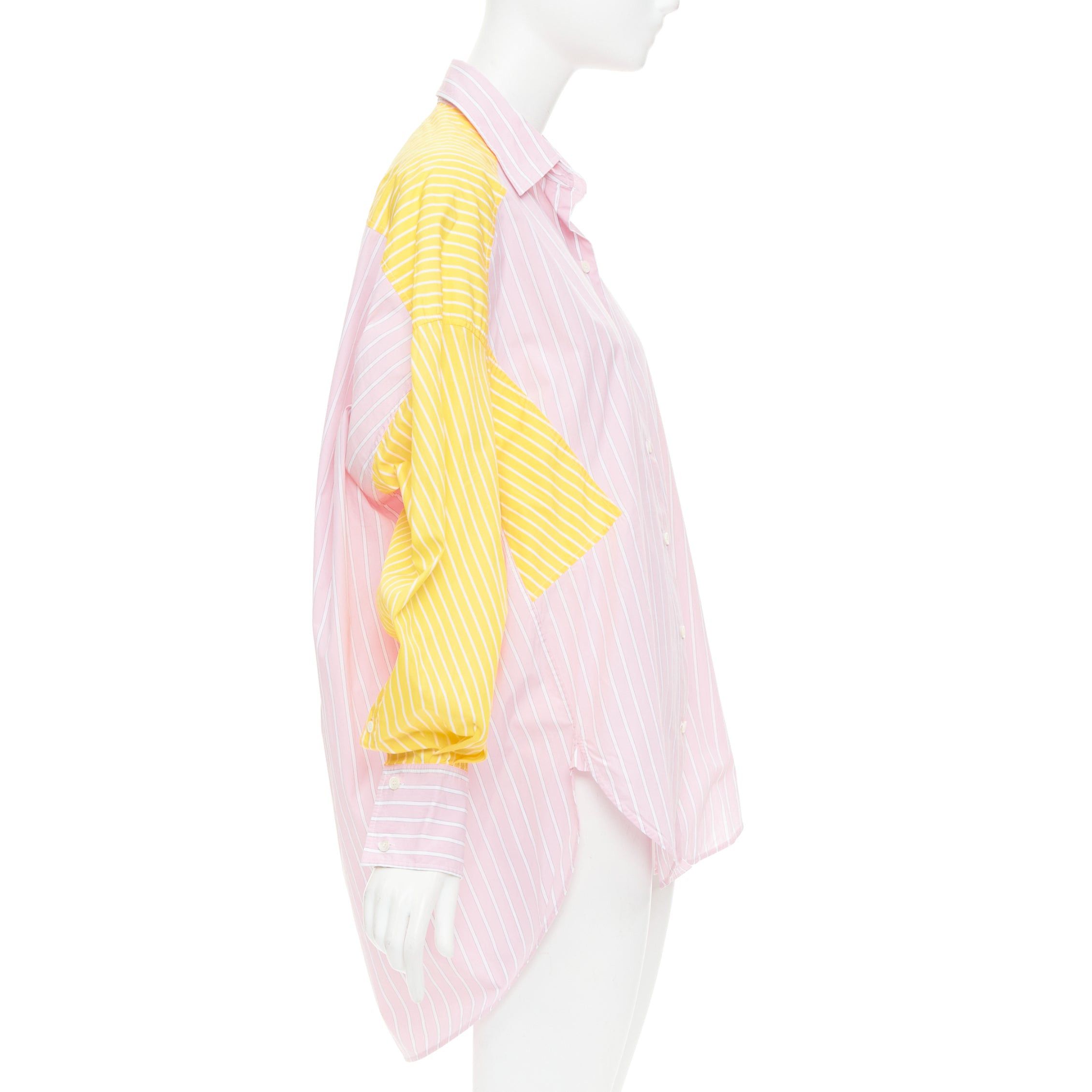 Celine OLD CELINE Phoebe Philo pink yellow striped colorblocked oxford button-up shirt FR36 S Size S / US 4 / IT 40 - 4 Thumbnail