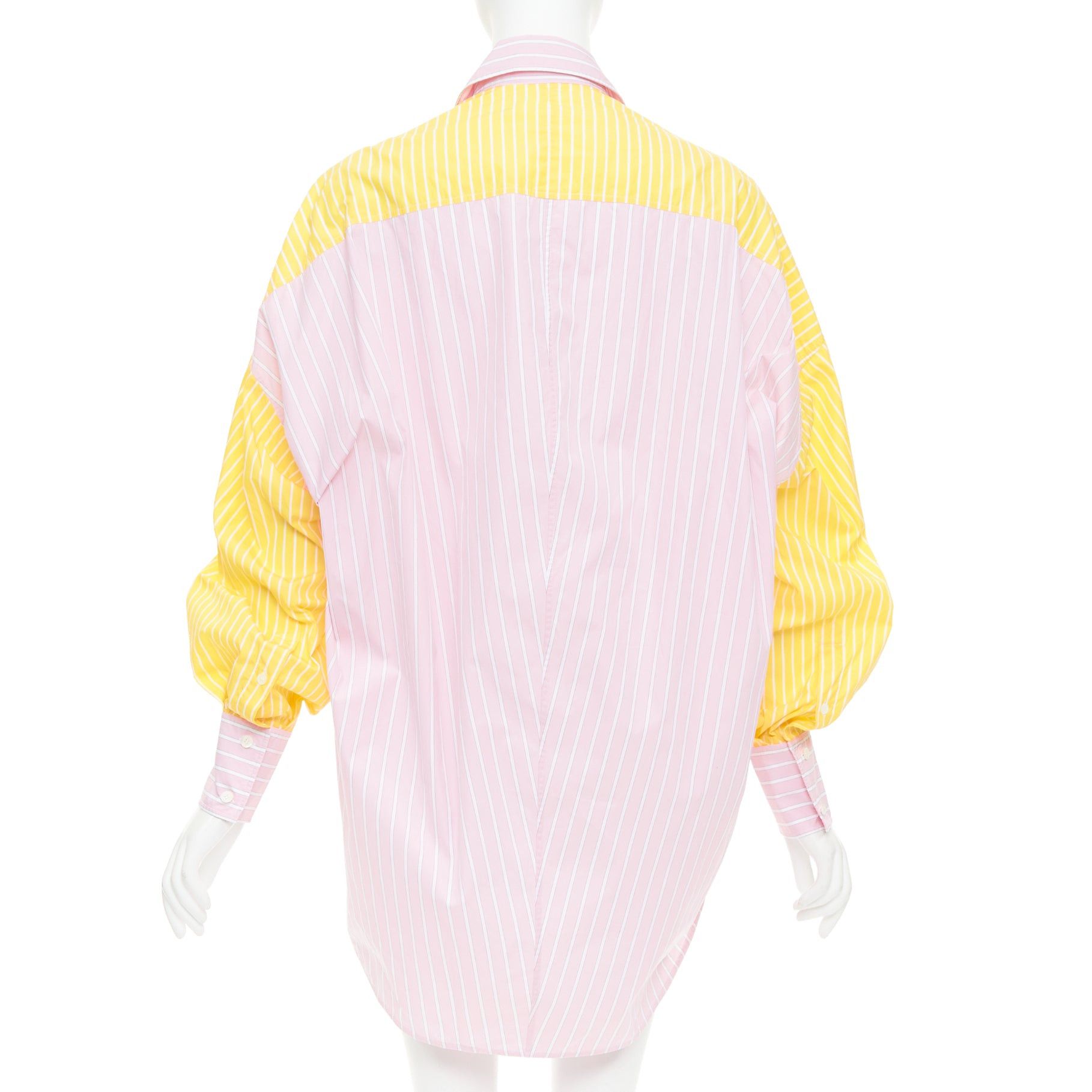 Celine OLD CELINE Phoebe Philo pink yellow striped colorblocked oxford button-up shirt FR36 S Size S / US 4 / IT 40 - 5 Thumbnail