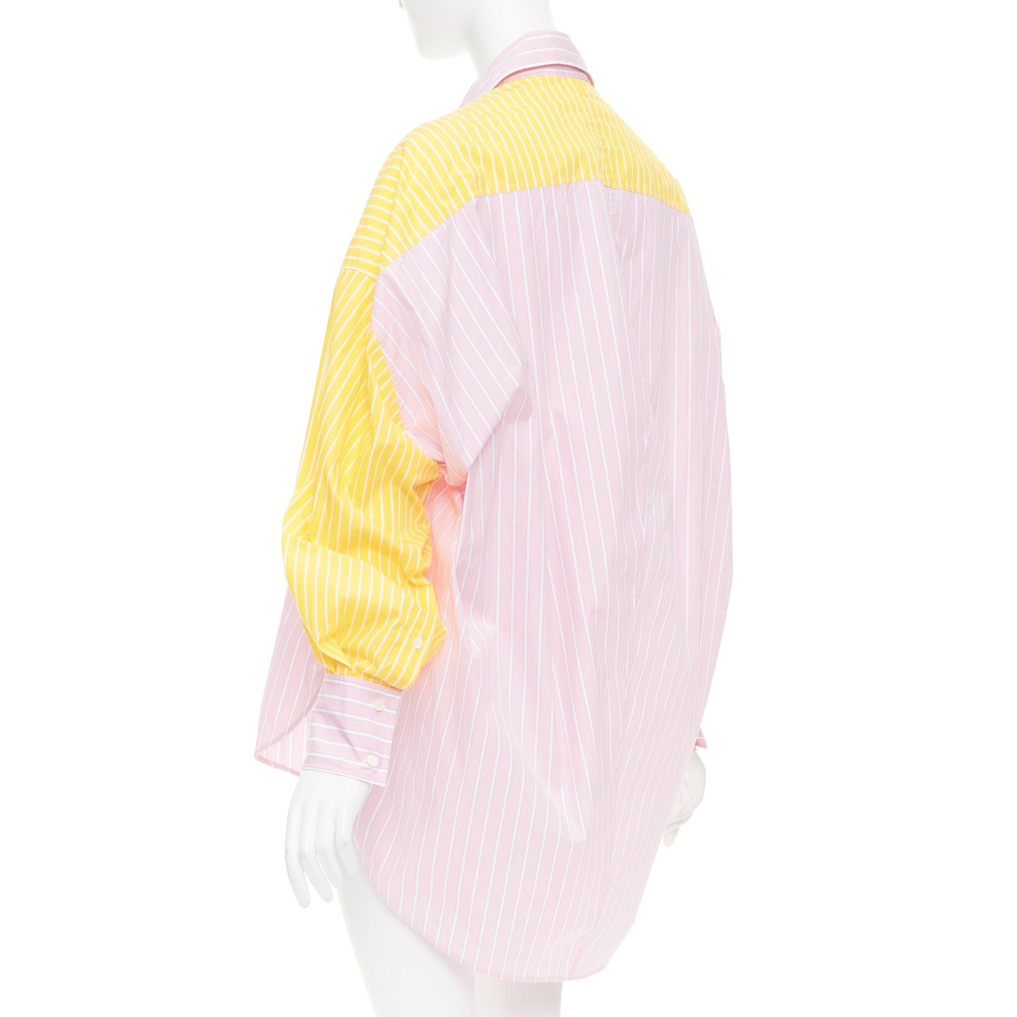 Celine OLD CELINE Phoebe Philo pink yellow striped colorblocked oxford button-up shirt FR36 S Size S / US 4 / IT 40 - 6 Thumbnail