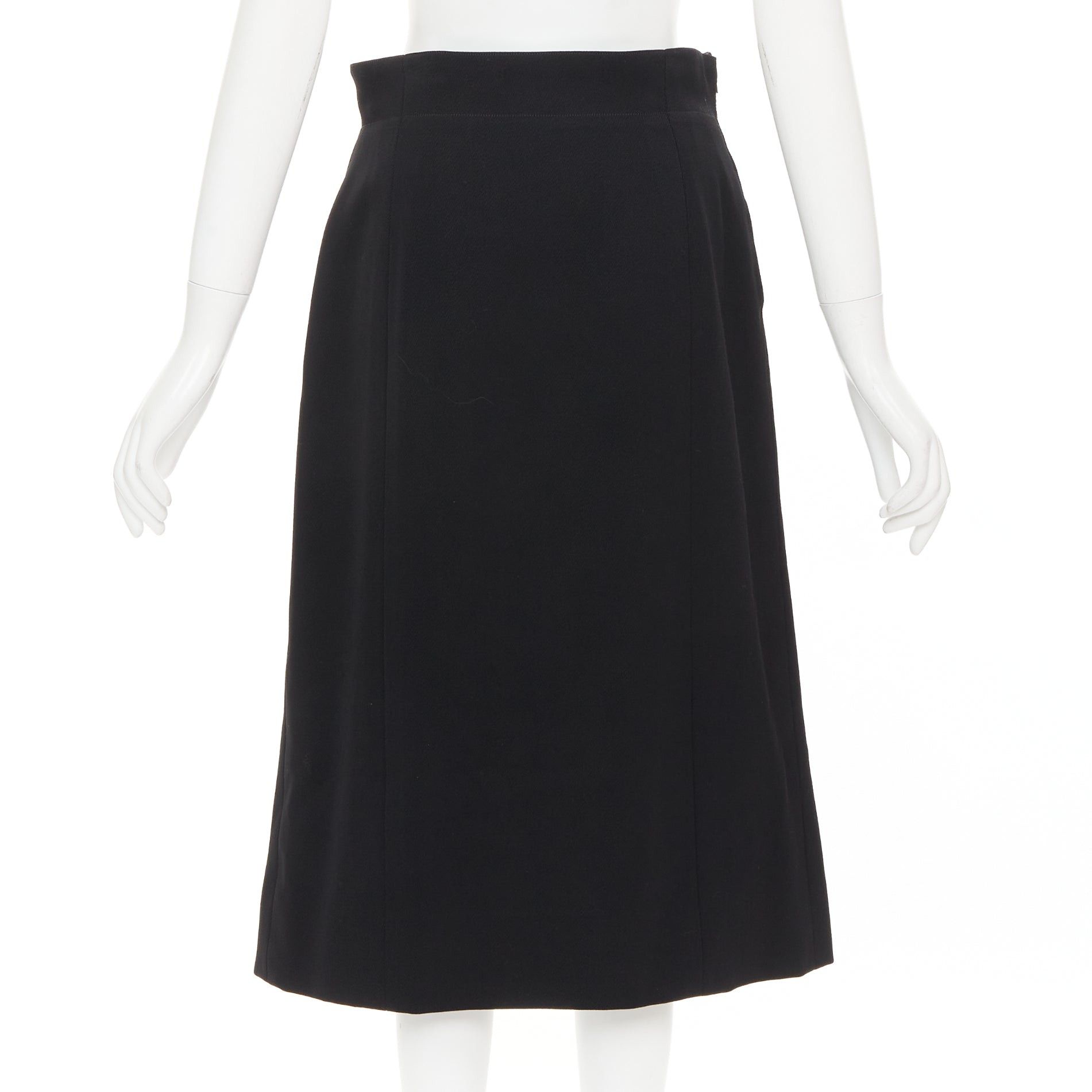 Celine CELINE Michael Kors Vintage black 100% wool gold horsebit buckle pleated skirt FR42 XL Size 32" / US 10 / IT 46 - 5 Thumbnail