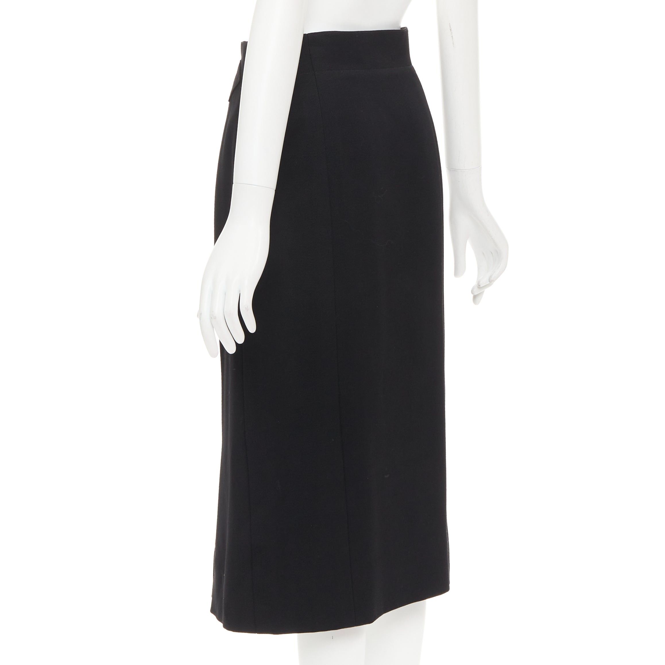 Celine CELINE Michael Kors Vintage black 100% wool gold horsebit buckle pleated skirt FR42 XL Size 32" / US 10 / IT 46 - 6 Thumbnail