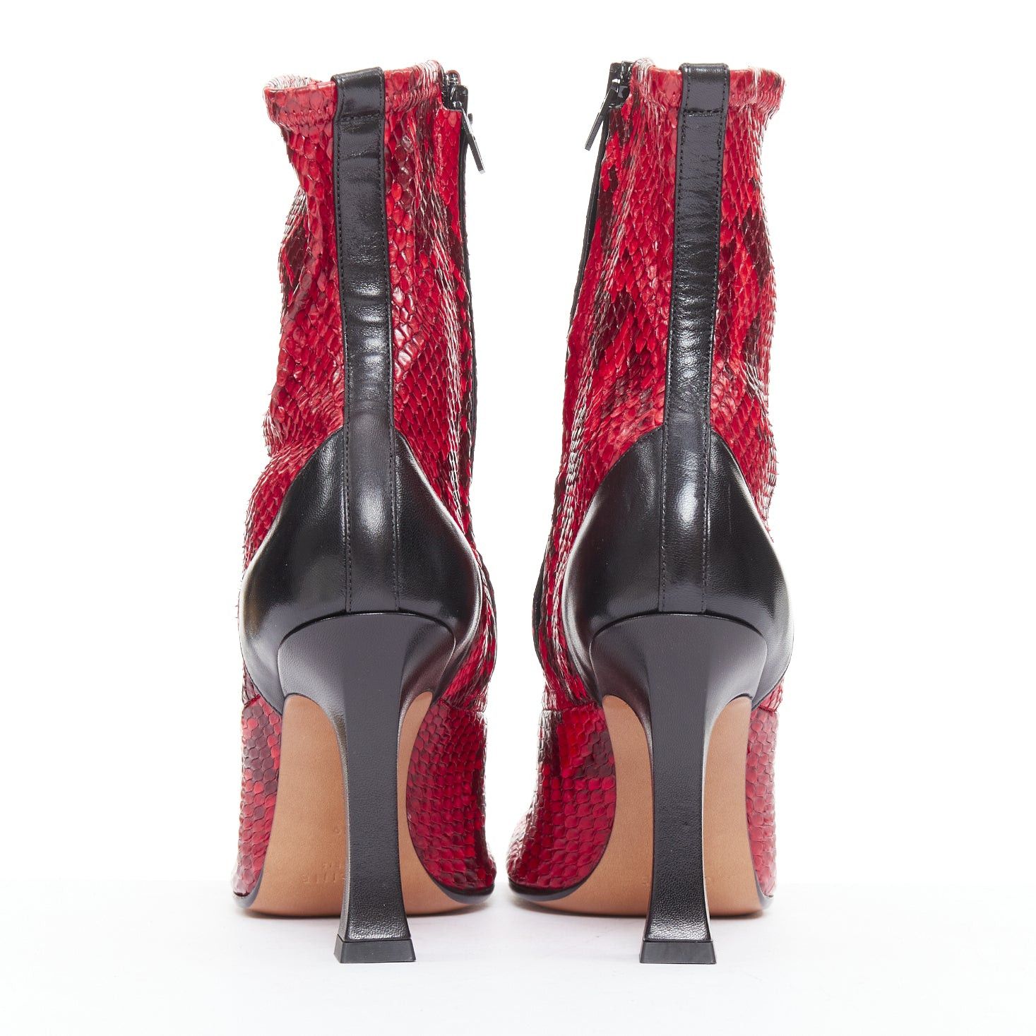 Celine OLD CELINE Phoebe Philo Madame Flared red soft scaled leather square toe ankle boots EU39 Size US 9 / IT 39 - 5 Thumbnail