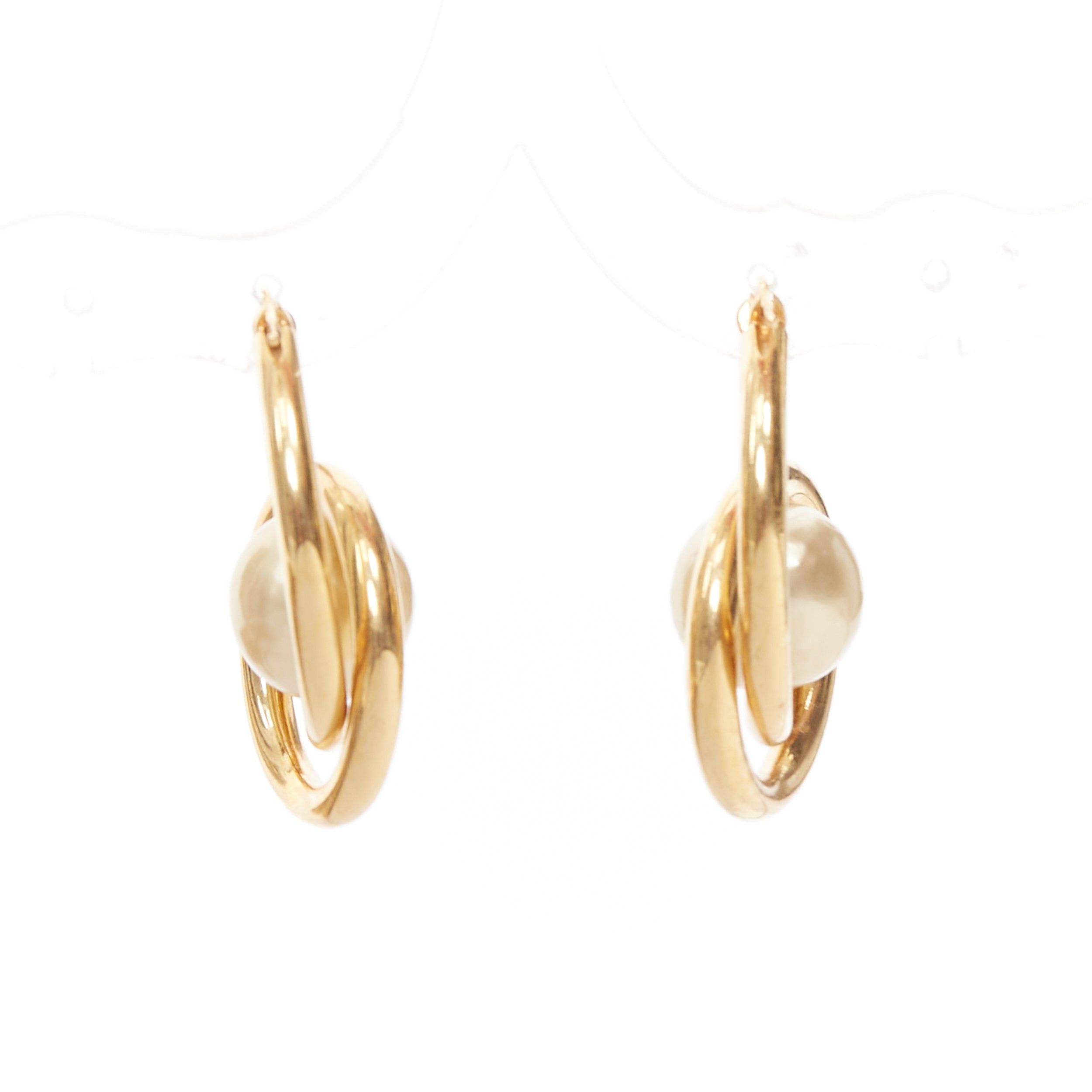 Celine rare OLD CELINE Phoebe Philo 2018 Spiral Double faux pearl hoop pin earring Pair Size ONE SIZE - 5 Thumbnail