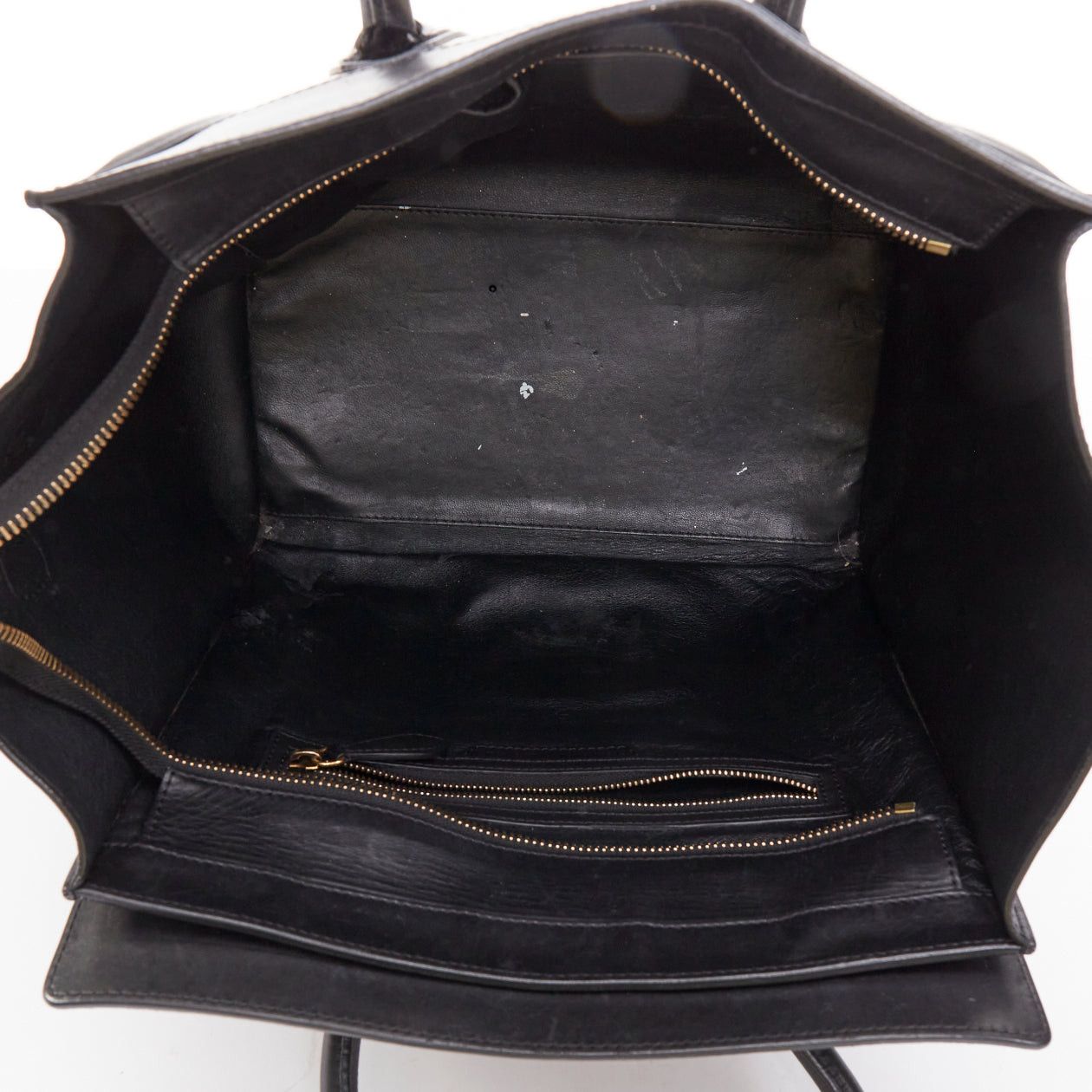 Celine CELINE Luggage Mini black cream bicolor nubuck calfskin flared bag Size ONE SIZE - 9 Thumbnail