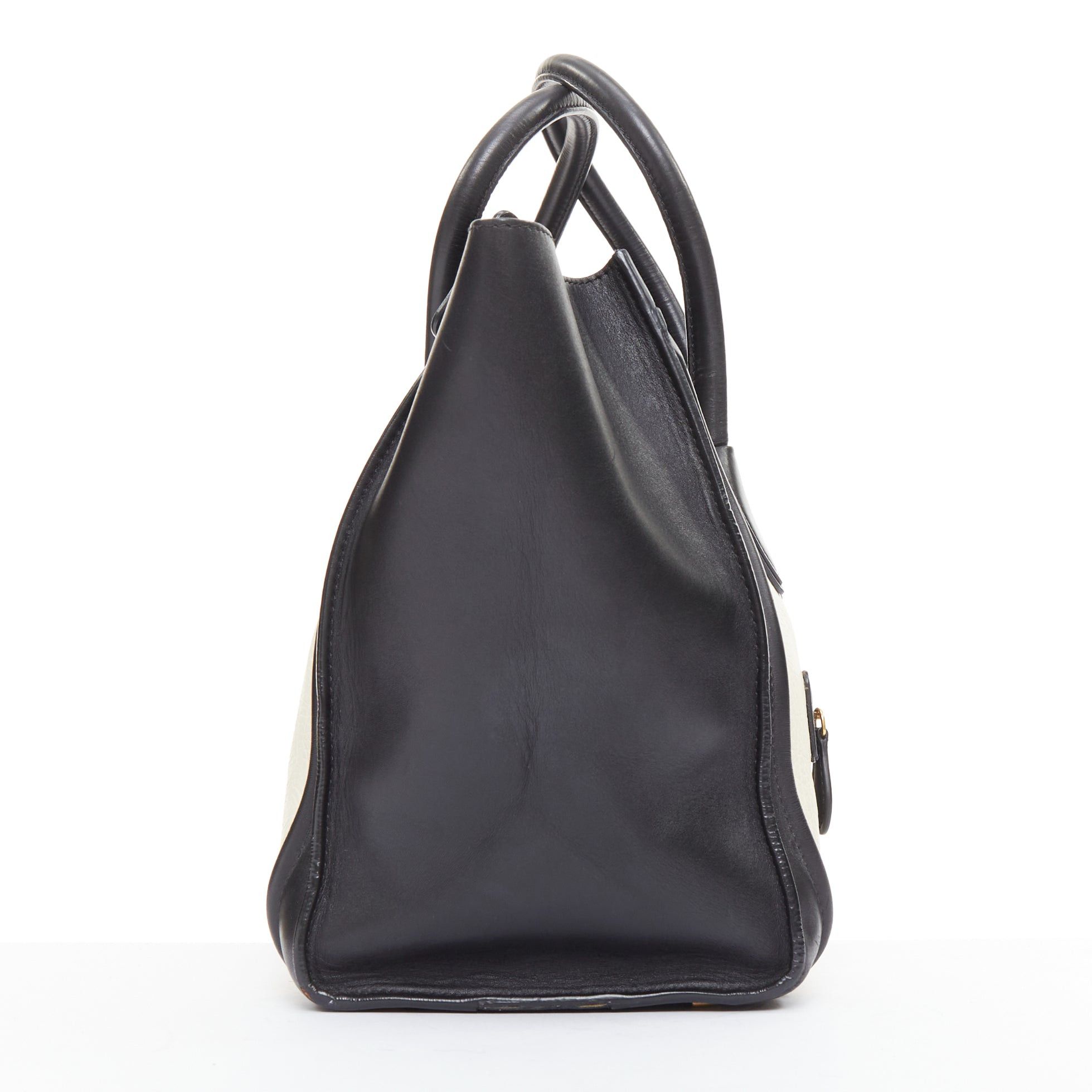 Celine CELINE Luggage Mini black cream bicolor nubuck calfskin flared bag Size ONE SIZE - 4 Thumbnail