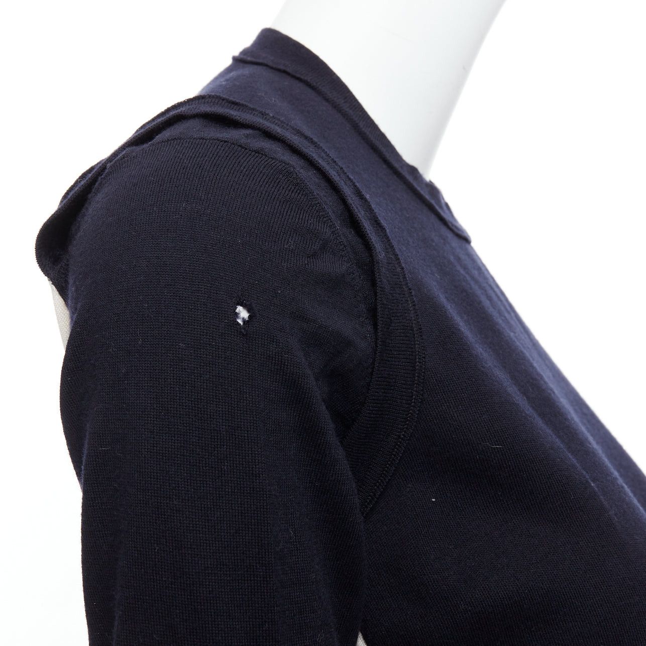 Celine OLD CELINE Phoebe Philo black wool cream silk panelled button detail sweater XS Size S / US 4 / IT 40 - 9 Thumbnail