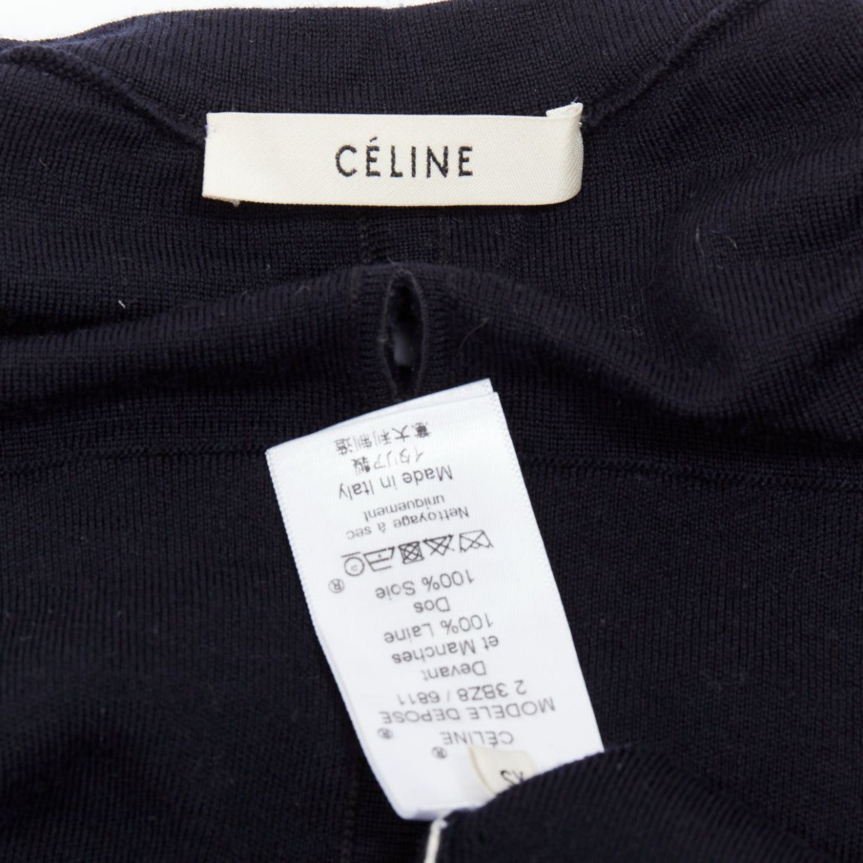Celine OLD CELINE Phoebe Philo black wool cream silk panelled button detail sweater XS Size S / US 4 / IT 40 - 10 Thumbnail