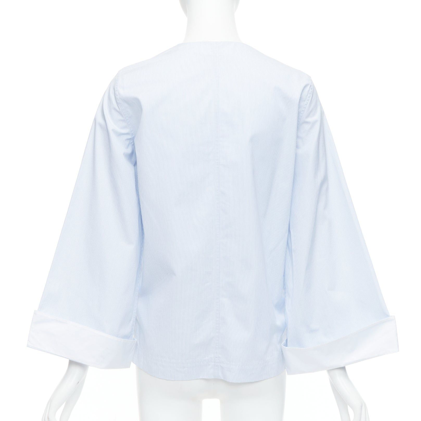 Celine OLD CELINE Phoebe Philo blue pinstripe flare cuffed shirt top FR34 XS Size XS / US 0-2 / IT 36-38 - 5 Thumbnail