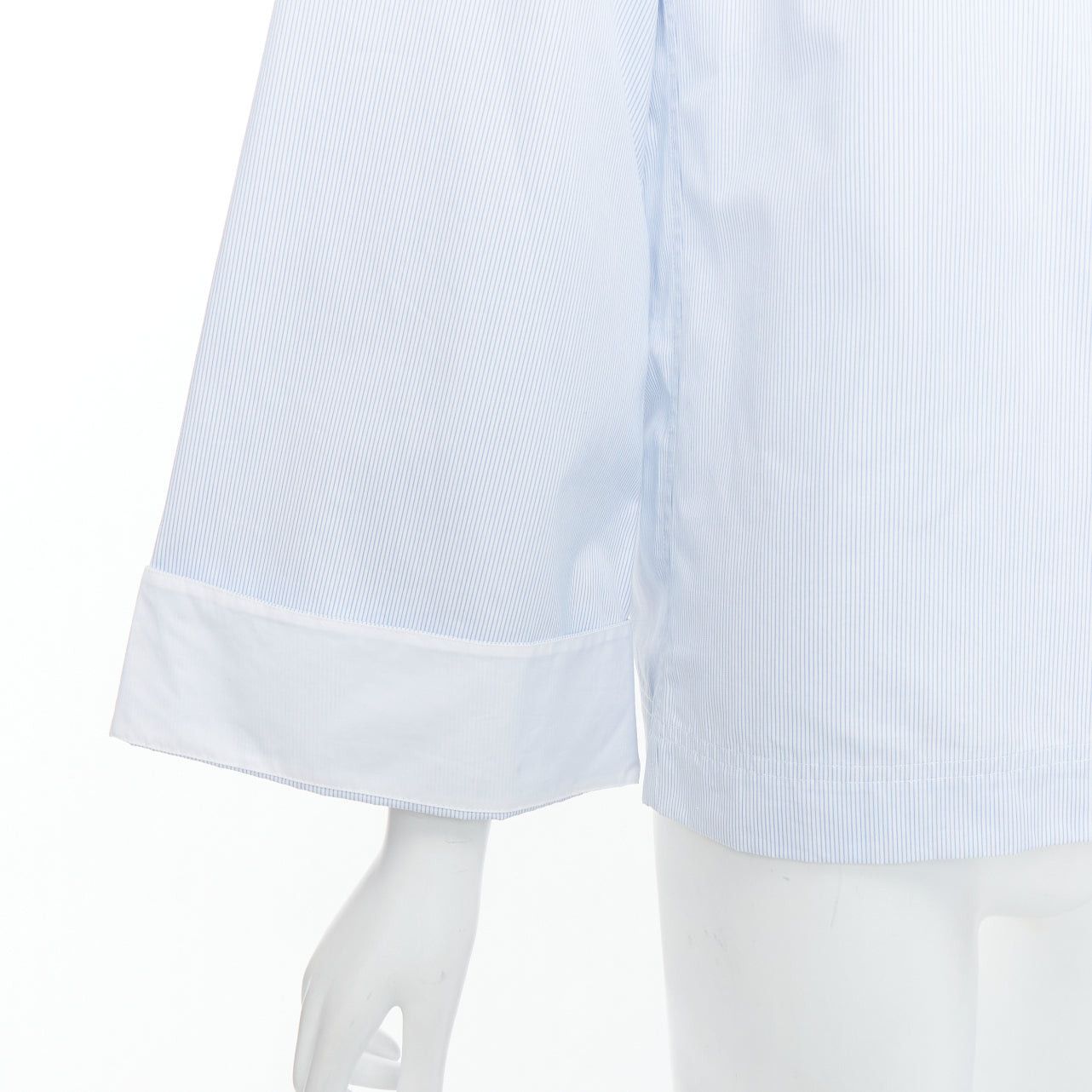 Celine OLD CELINE Phoebe Philo blue pinstripe flare cuffed shirt top FR34 XS Size XS / US 0-2 / IT 36-38 - 2 Thumbnail