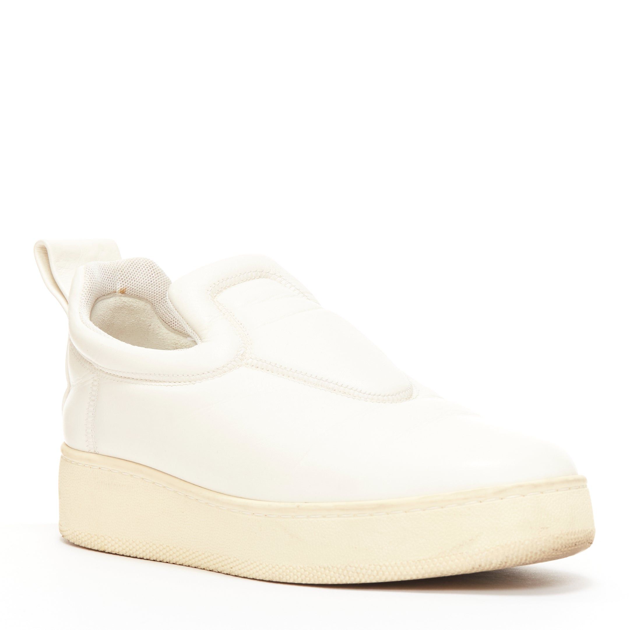 Celine OLD CELINE 2015 cream leather padded logo tab platform skate shoes EU35 Size US 5 / IT 35 - 2 Thumbnail