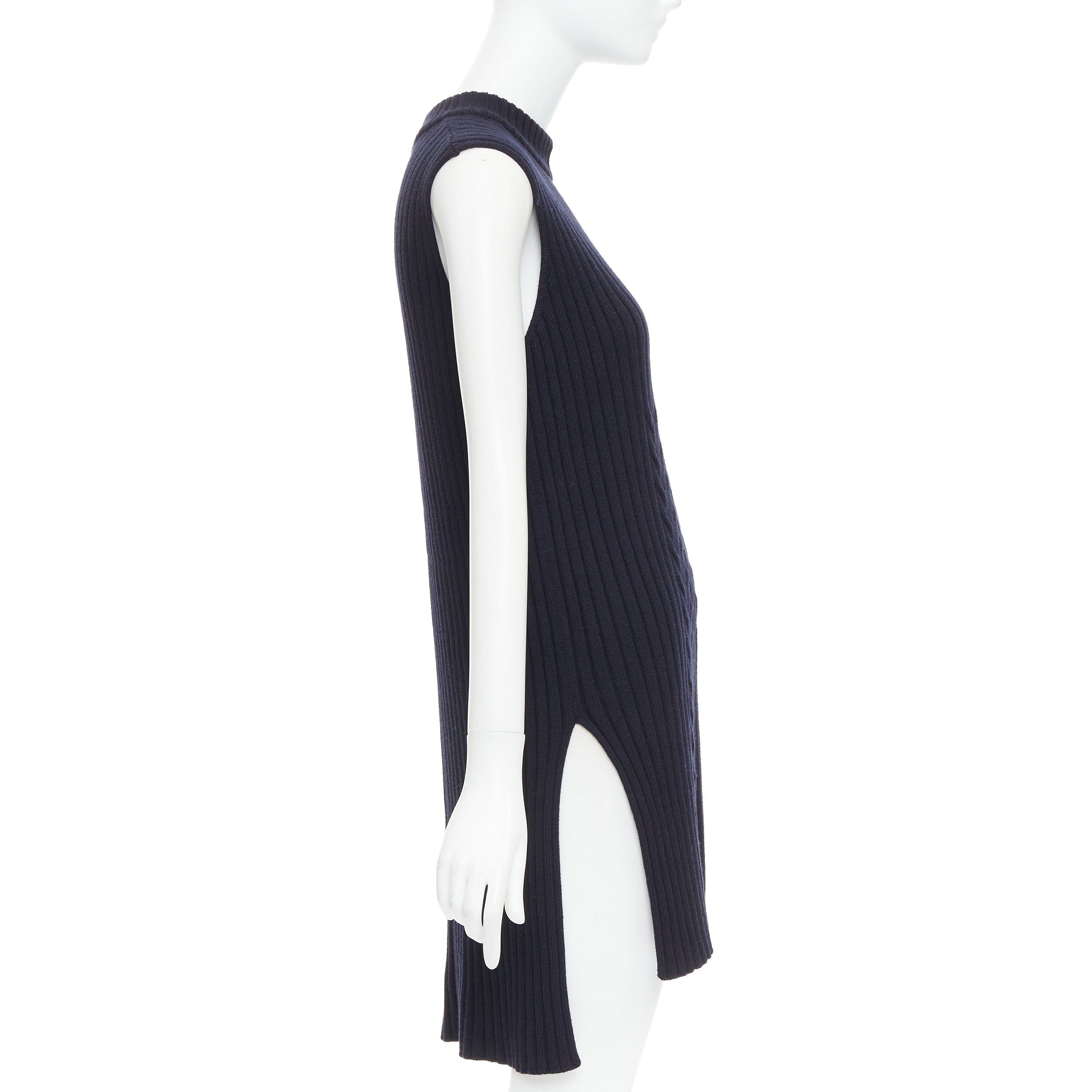 Celine OLD CELINE Phoebe Philo 2013 navy wool contour cable knit vest dress S Size S / US 4 / IT 40 - 4 Thumbnail