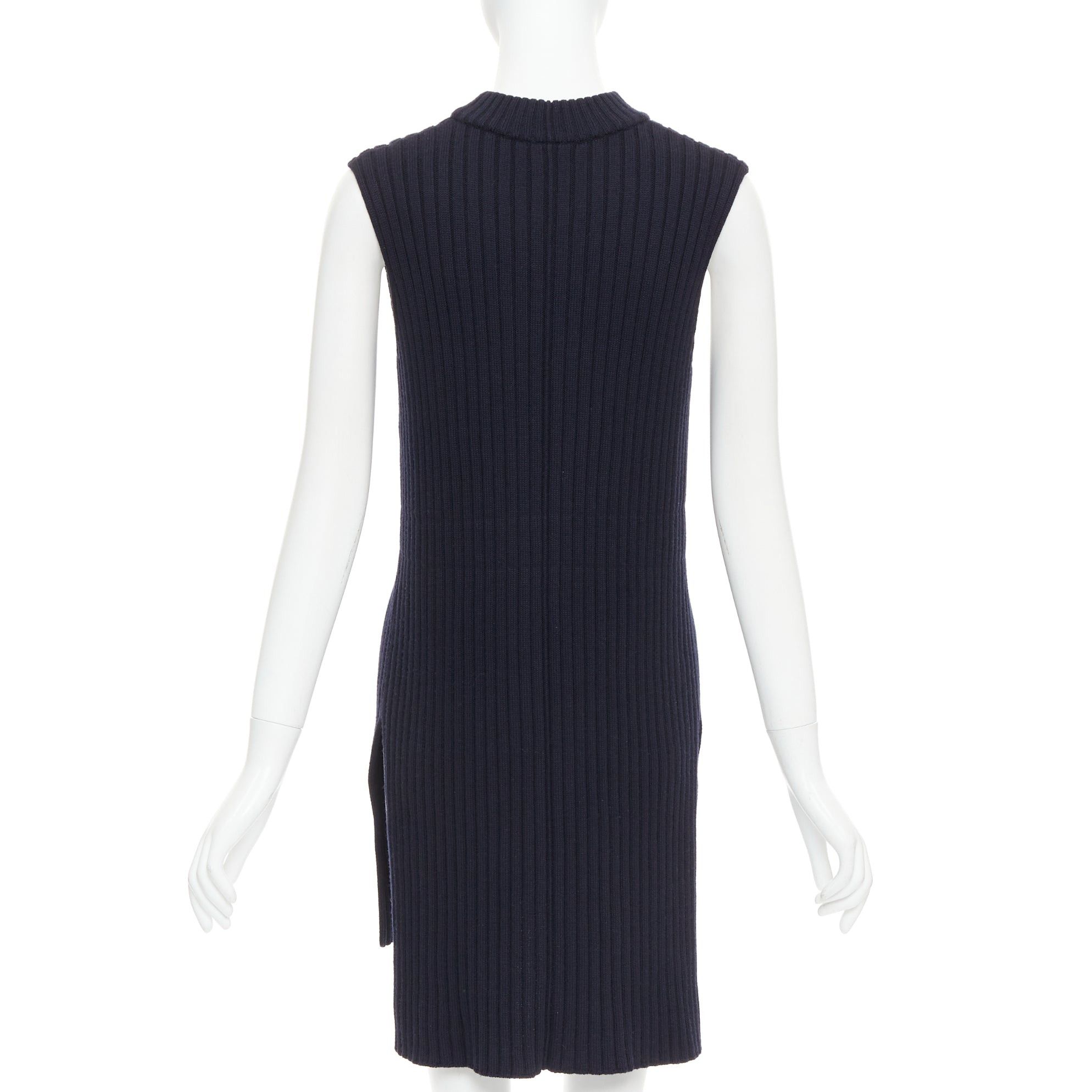 Celine OLD CELINE Phoebe Philo 2013 navy wool contour cable knit vest dress S Size S / US 4 / IT 40 - 5 Thumbnail