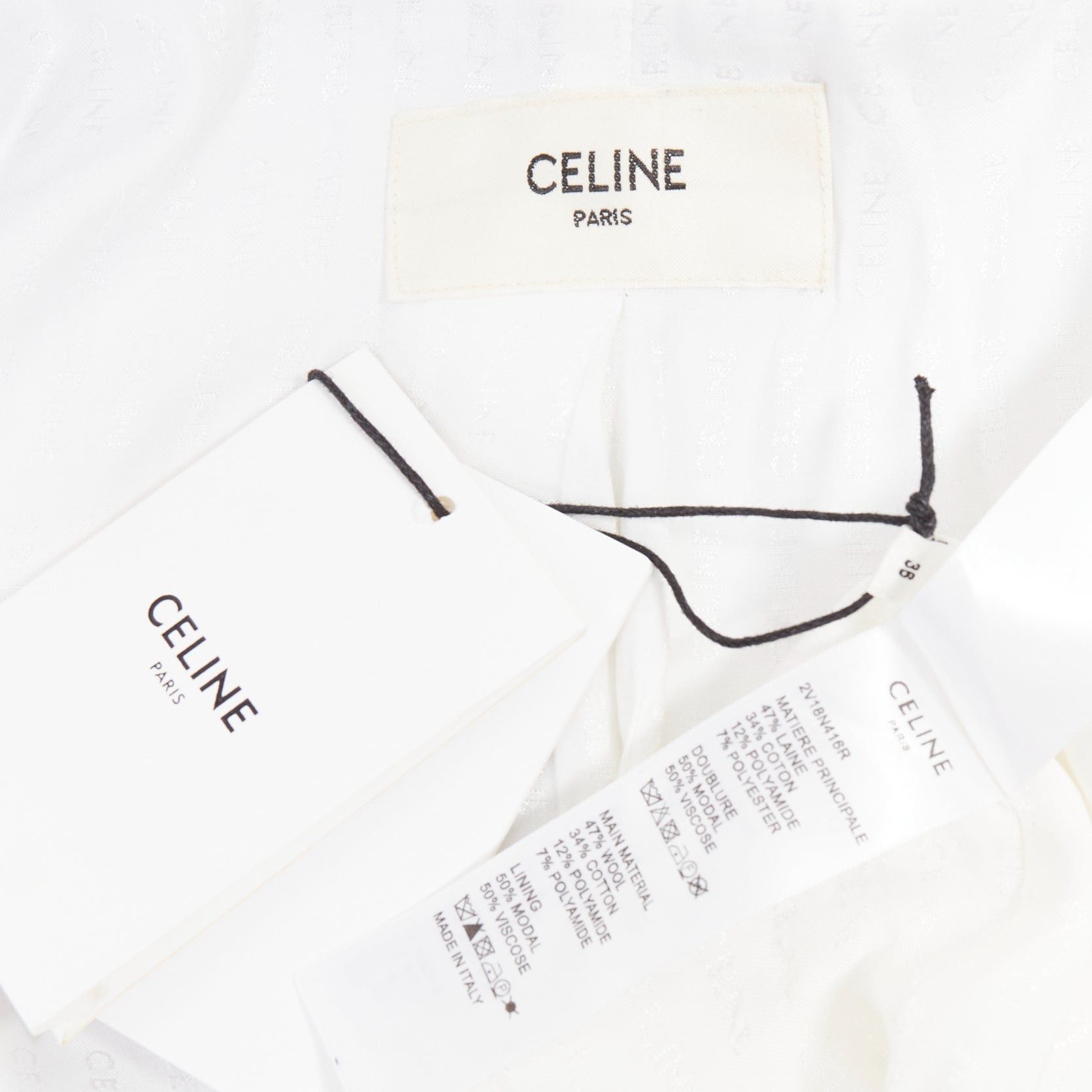 Celine CELINE 2023 baby blue white wool cotton boucle tweed trim jacket FR36 S Size S / US 4 / IT 40 - 8 Thumbnail