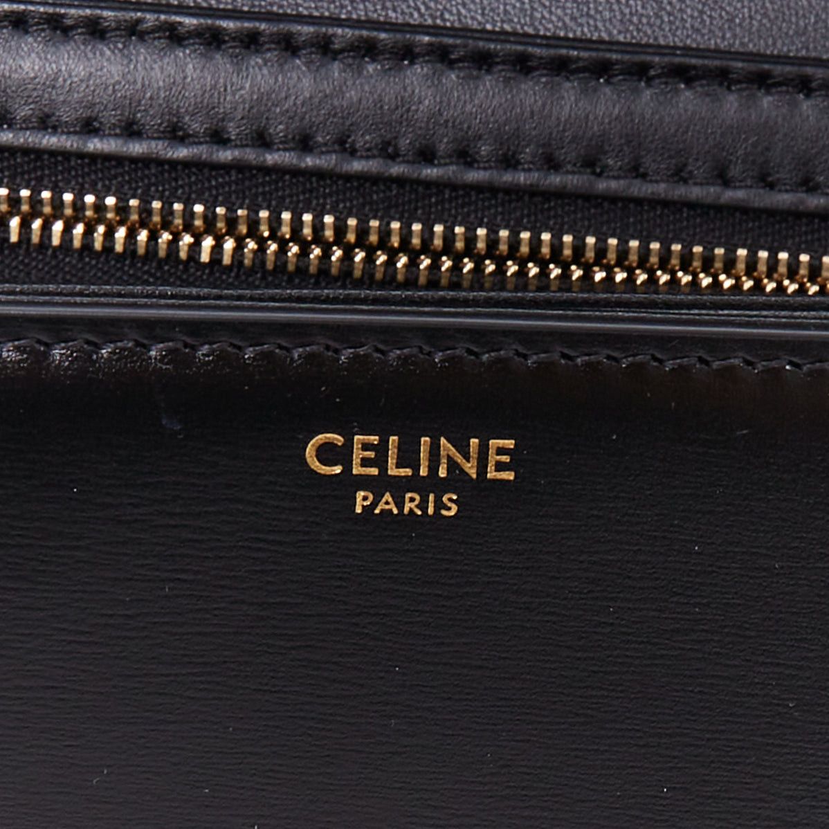 Celine CELINE Teen Triomphe black shiny calfskin gold anagram logo crossbody bag Size ONE SIZE - 10 Thumbnail