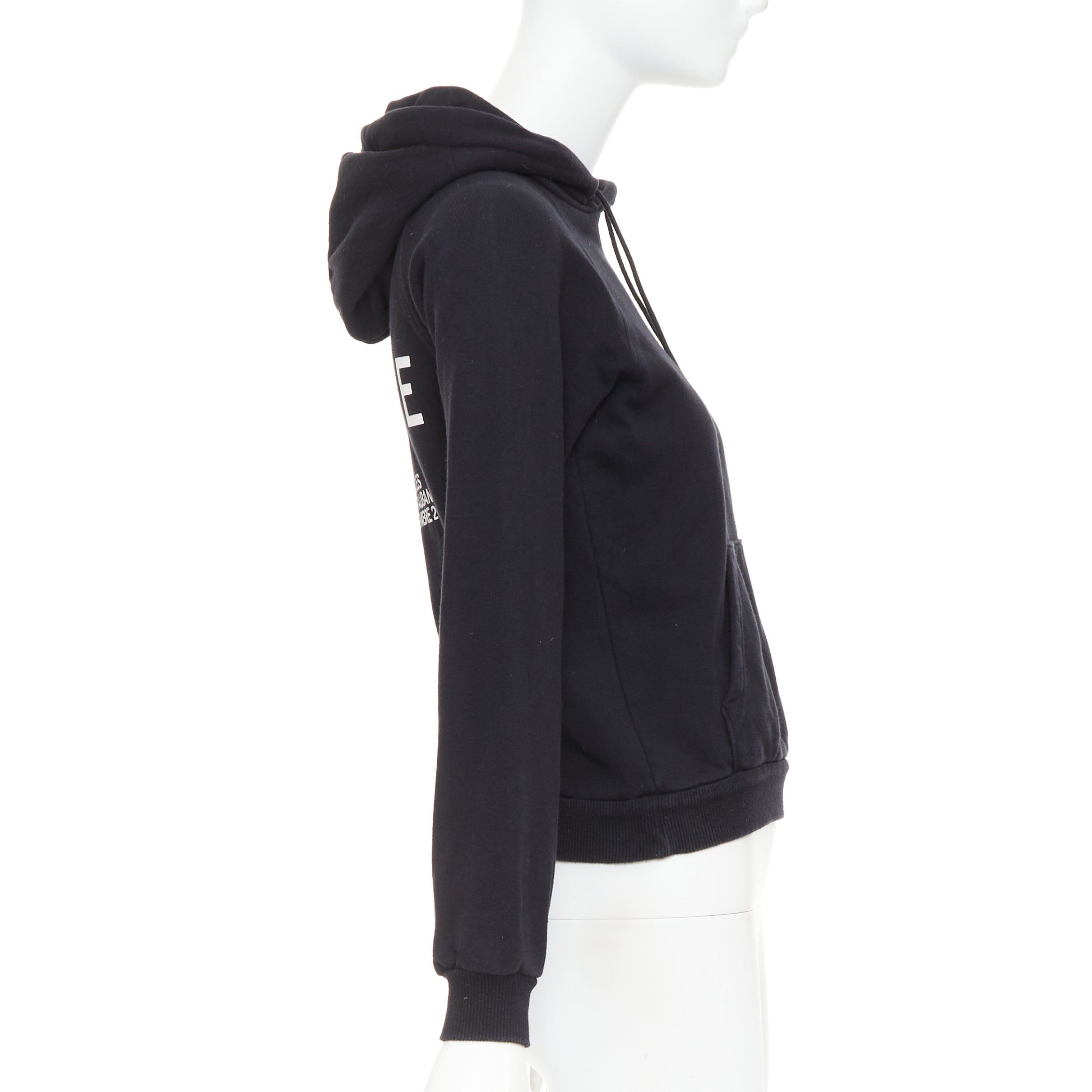 Celine CELINE black cotton white logo address print cropped hoodie XS Size S / US 4 / IT 40 - 4 Thumbnail