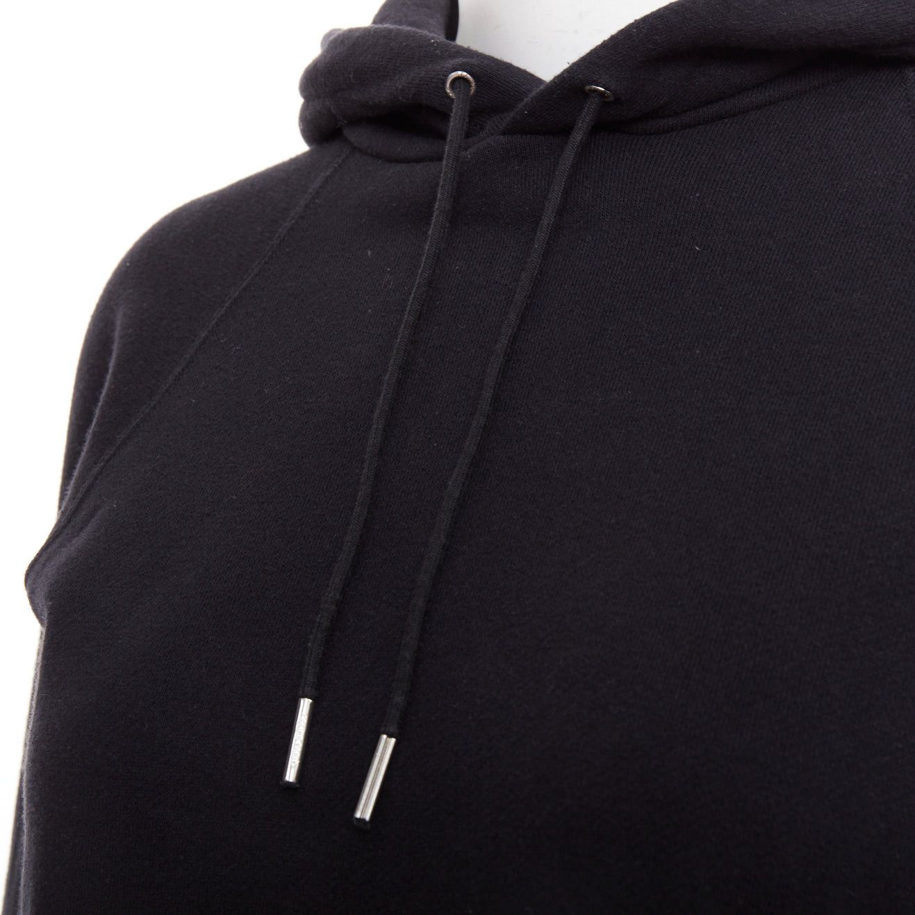 Celine CELINE black cotton white logo address print cropped hoodie XS Size S / US 4 / IT 40 - 7 Thumbnail