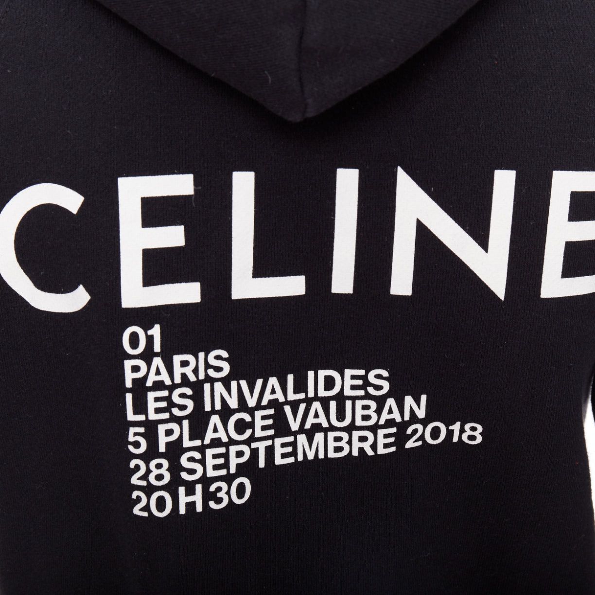 Celine CELINE black cotton white logo address print cropped hoodie XS Size S / US 4 / IT 40 - 6 Thumbnail