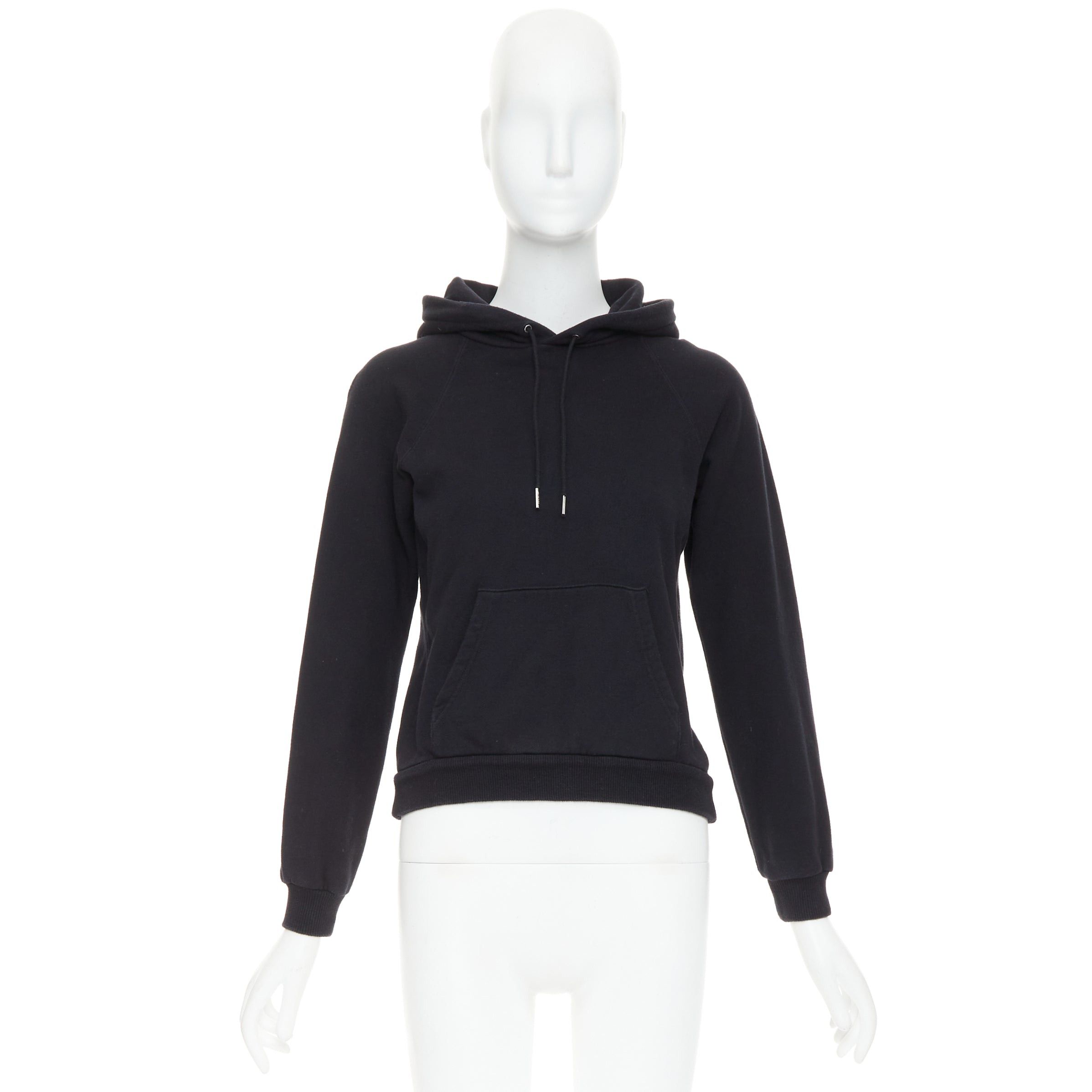 Celine CELINE black cotton white logo address print cropped hoodie XS Size S / US 4 / IT 40 - 9 Thumbnail