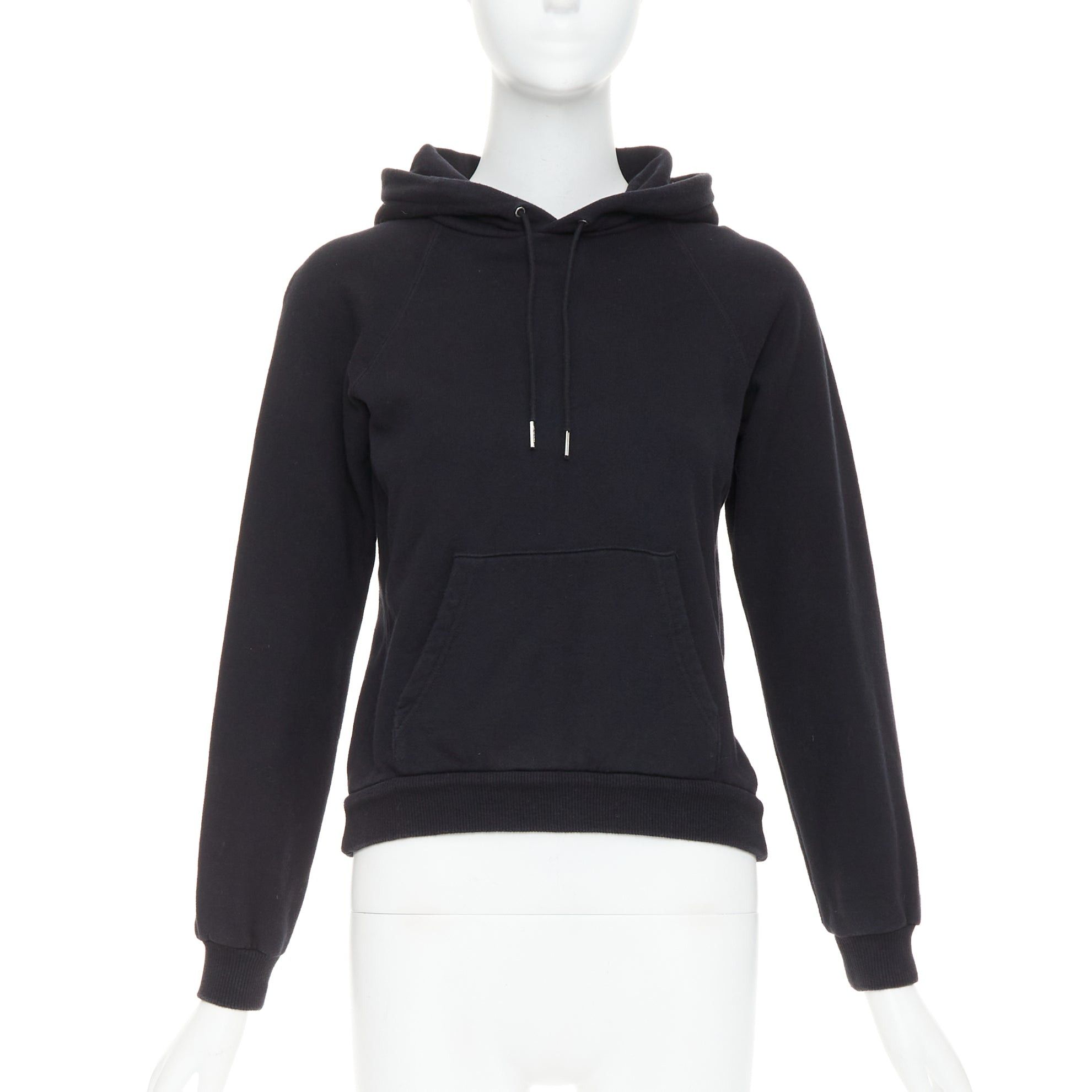 Celine CELINE black cotton white logo address print cropped hoodie XS Size S / US 4 / IT 40 - 2 Thumbnail