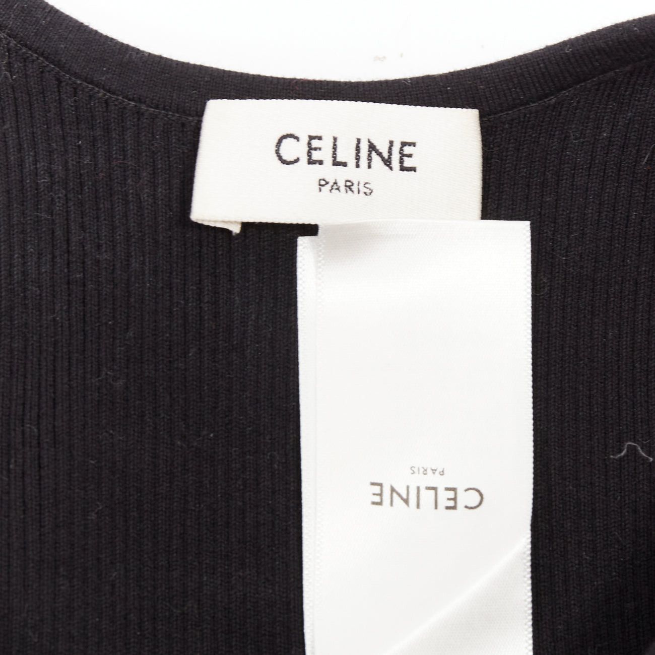 Celine CELINE black cotton blend cream ribbed logo round neck bra top Lisa Blackpink Size XS / US 0-2 / IT 36-38 - 8 Thumbnail