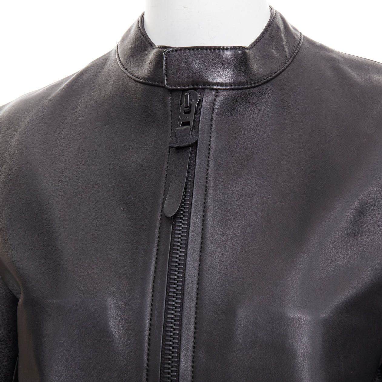 Coach COACH Racer black cow leather zip up racing jacket US0 XS Size S / US 4 / IT 40 - 2 Thumbnail