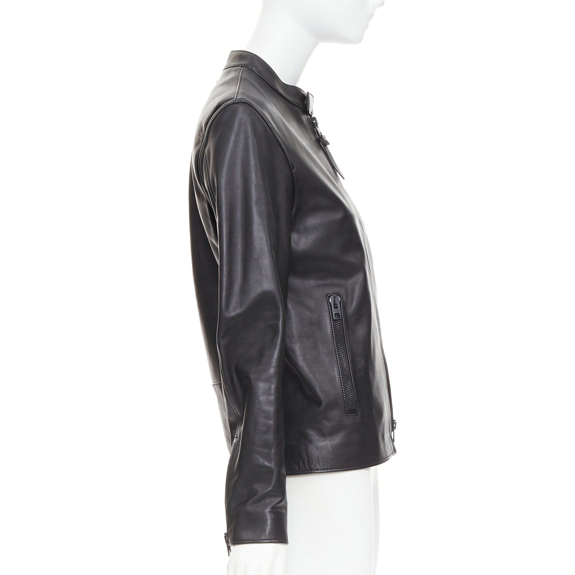 Coach COACH Racer black cow leather zip up racing jacket US0 XS Size S / US 4 / IT 40 - 4 Thumbnail