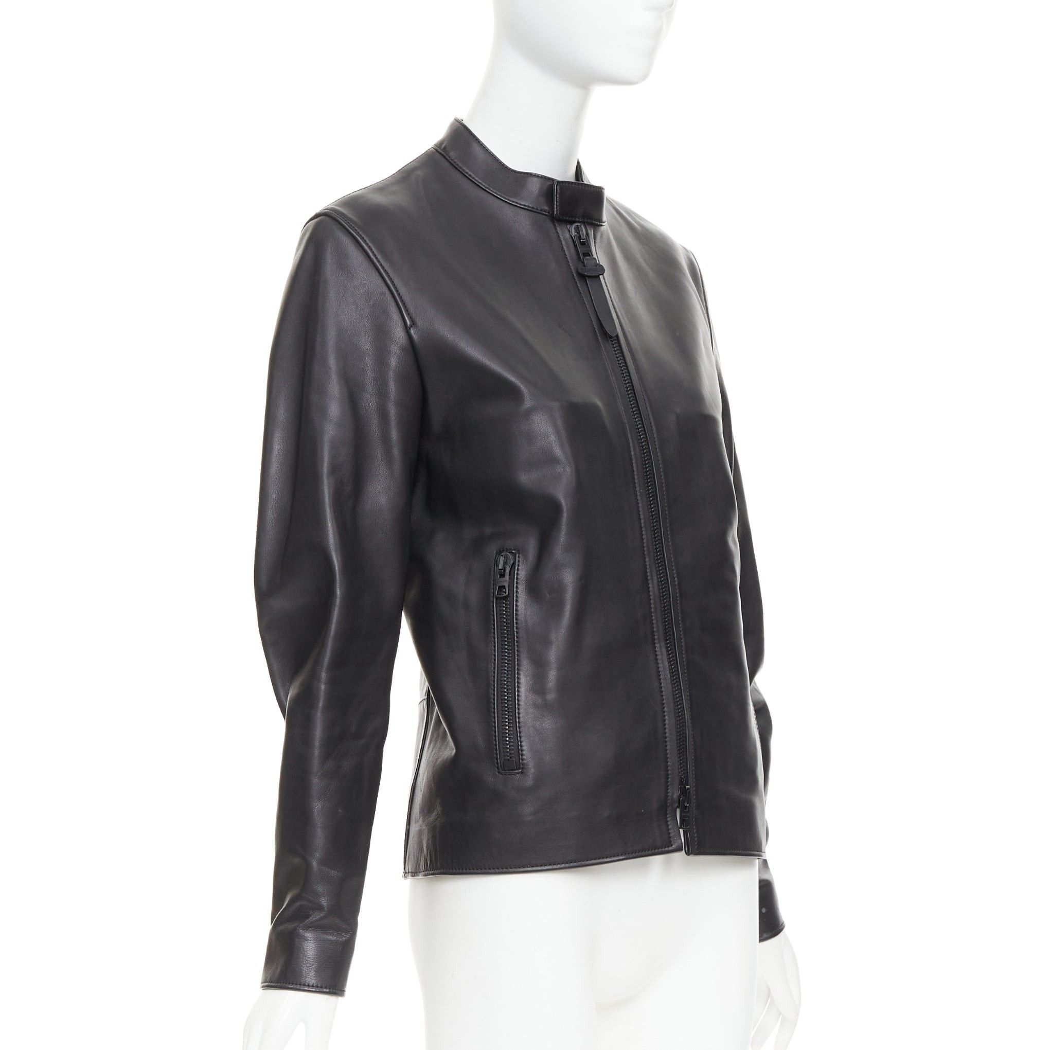 Coach COACH Racer black cow leather zip up racing jacket US0 XS Size S / US 4 / IT 40 - 3 Thumbnail